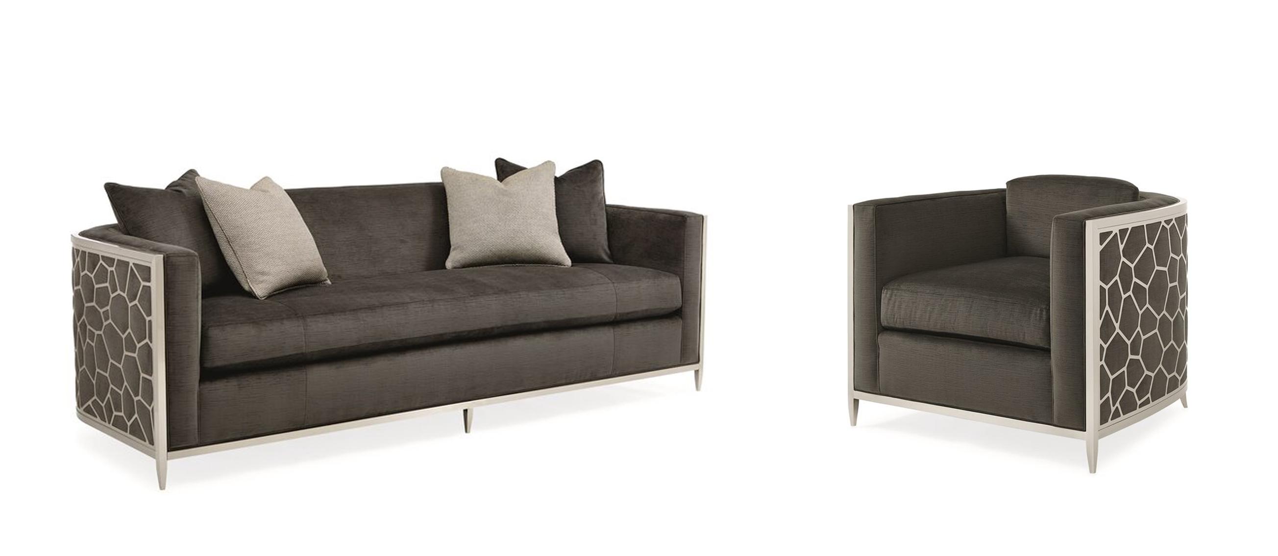 

    
Rich Charcoal Finish Sofa Set 2Pcs Modern ICE BREAKER by Caracole
