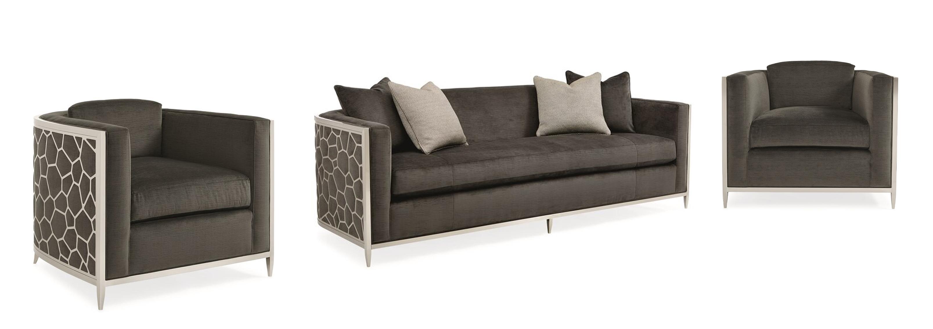 

    
Rich Charcoal Finish Sofa Set 3Pcs Modern ICE BREAKER by Caracole
