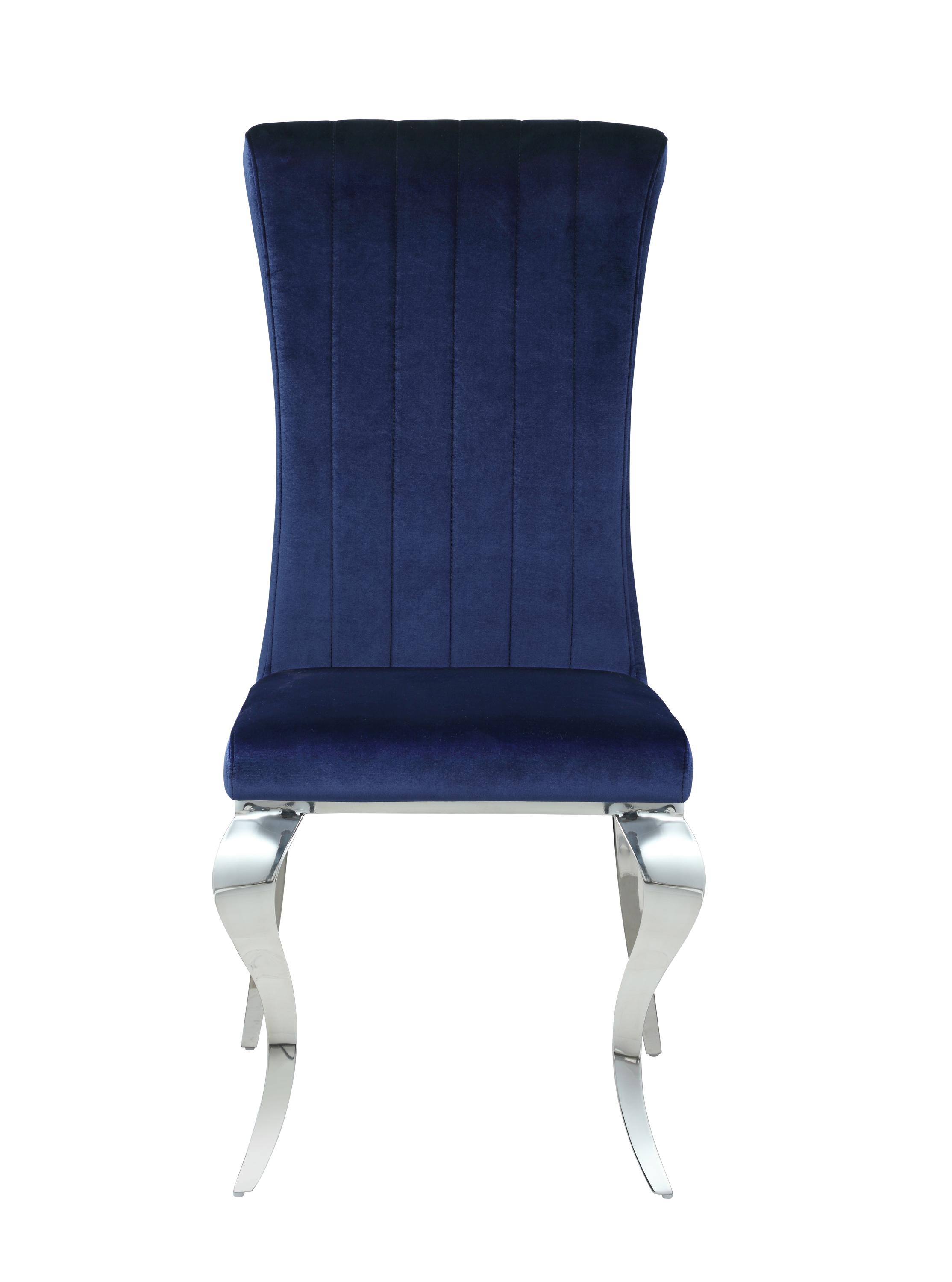 Modern Side Chair Set 105077 Carone 105077 in Blue Velvet