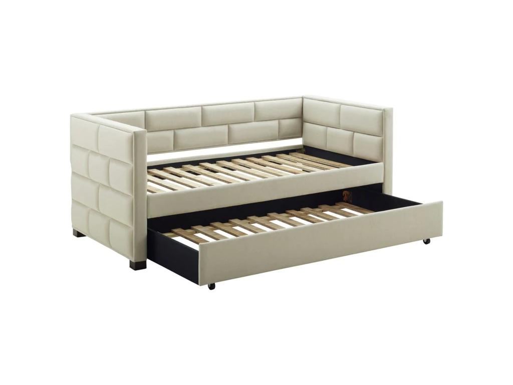 

    
Modern Ivory Fabric Daybed w/ Trundle by Crown Mark Flannery 5337IV-SET
