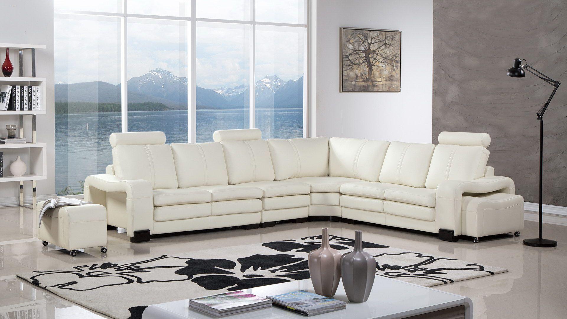 

    
Ivory Faux Leather Sectional Set 6 Pcs American Eagle AE-L213M-IV Modern
