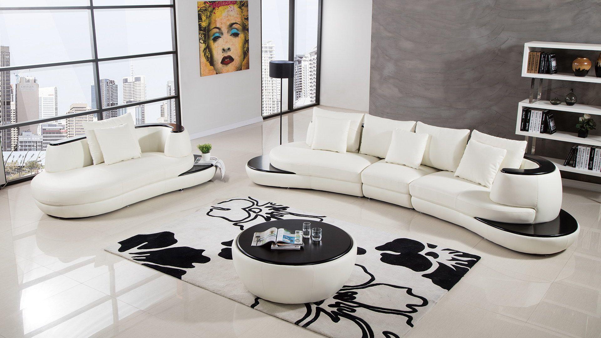 Contemporary, Modern Sectional Sofa Set AE-L222-IV AE-L222R-IV in Ivory Faux Leather
