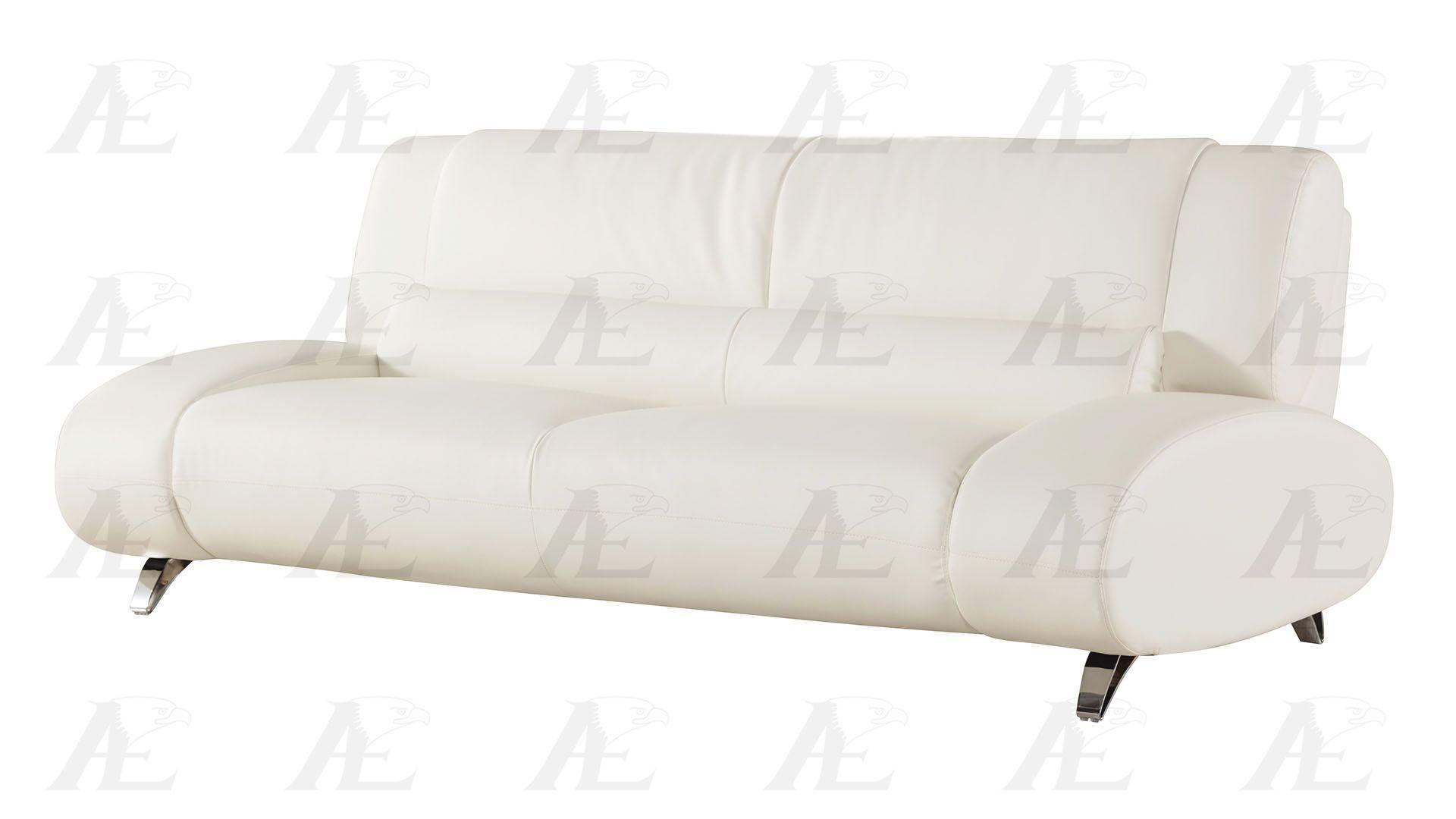 

    
Modern Ivory Faux Leather Sofa  American Eagle AE728-IV
