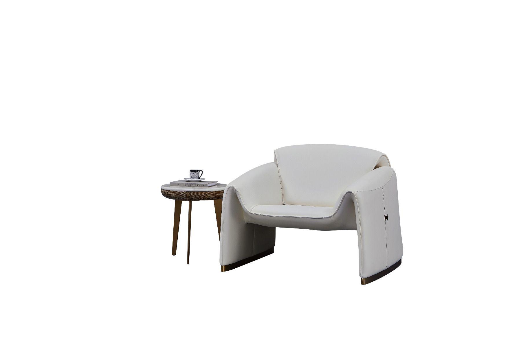 Contemporary, Modern Accent Chair EK-Y1011-IV EK-Y1011-IV in Ivory Genuine Leather