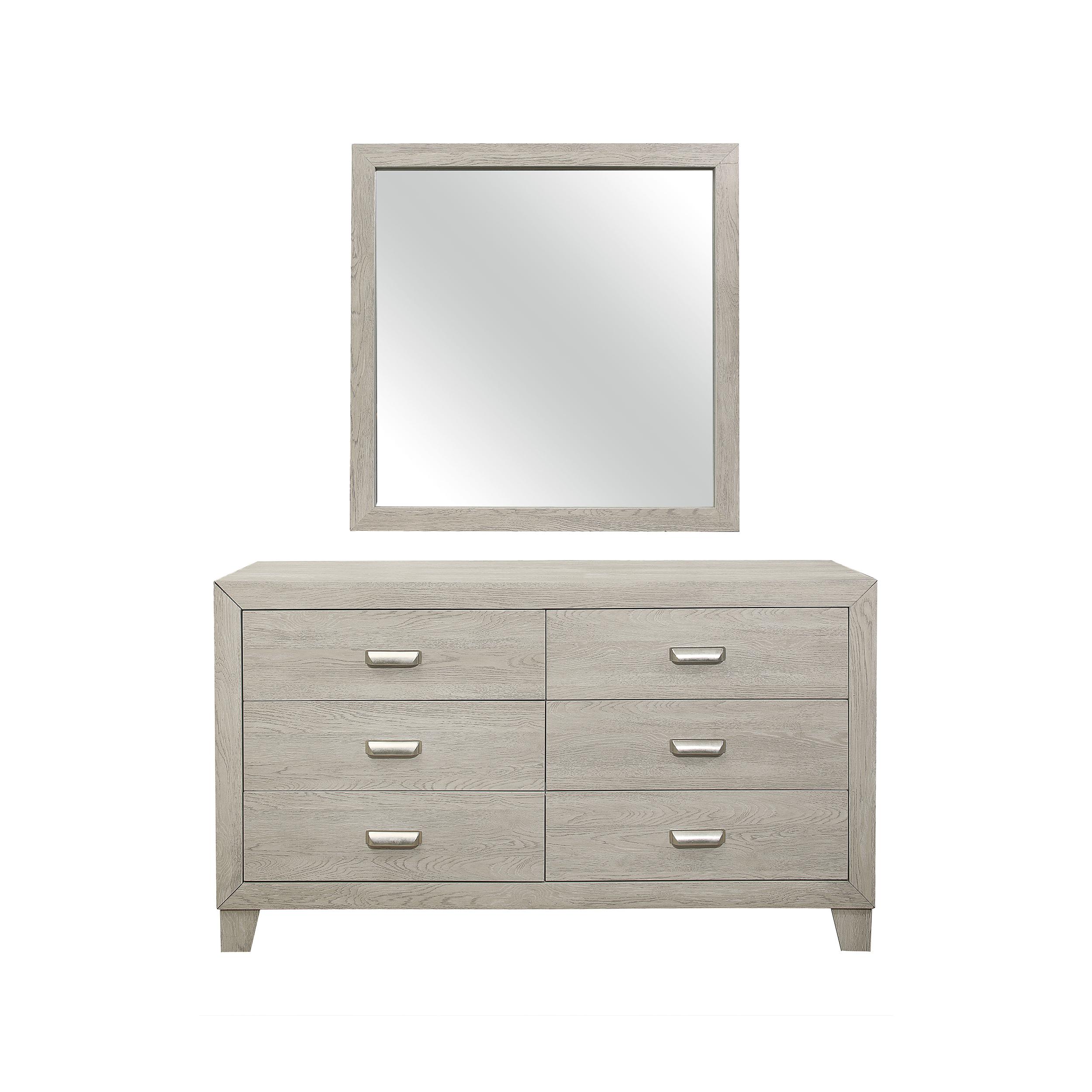 Modern Dresser w/Mirror 1525-5*6-2PC Quinby 1525-5*6-2PC in Light Brown 