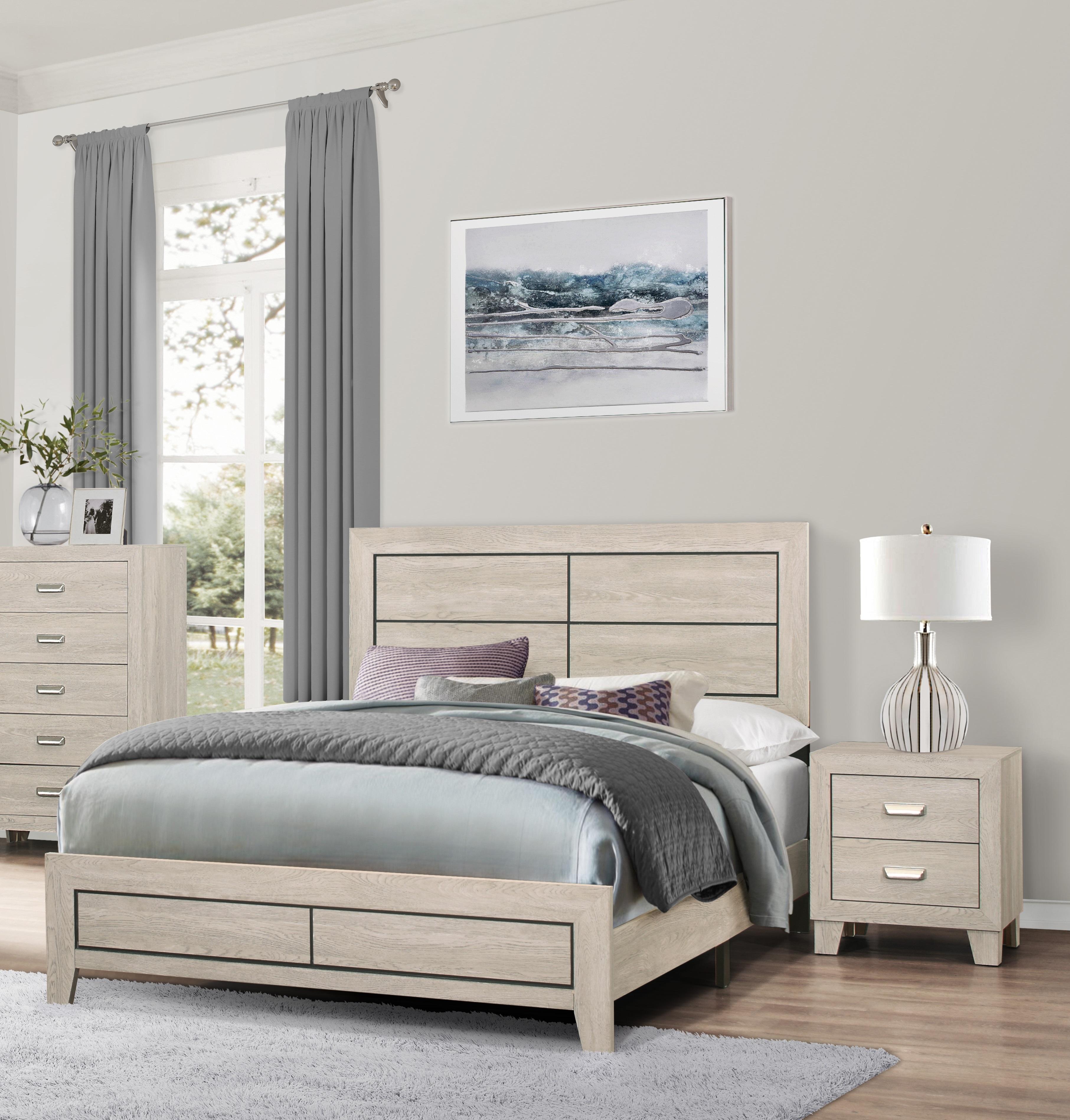 Modern Bedroom Set 1525F-1-3PC Quinby 1525F-1-3PC in Light Brown 