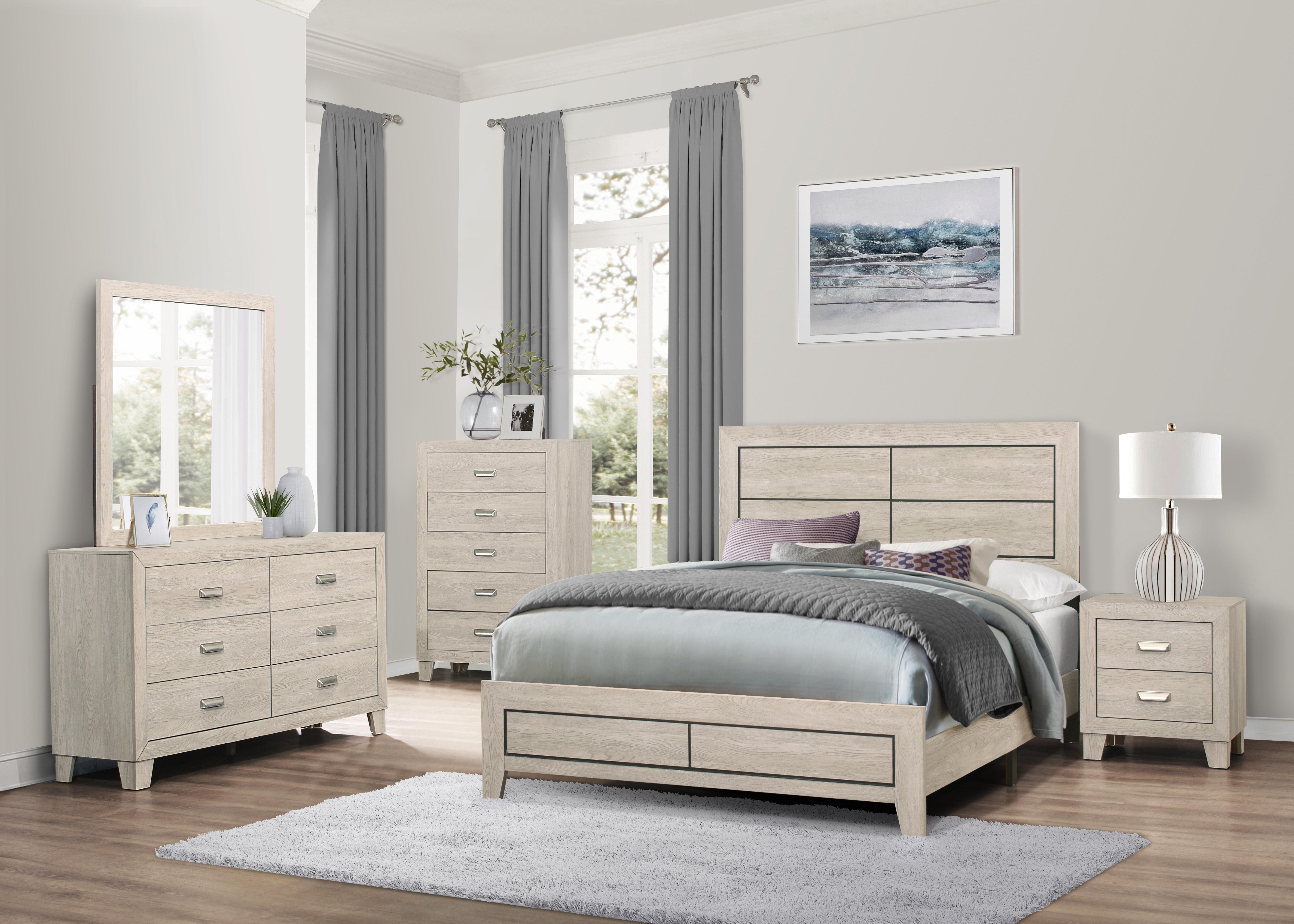 Modern Bedroom Set 1525F-1-5PC Quinby 1525F-1-5PC in Light Brown 