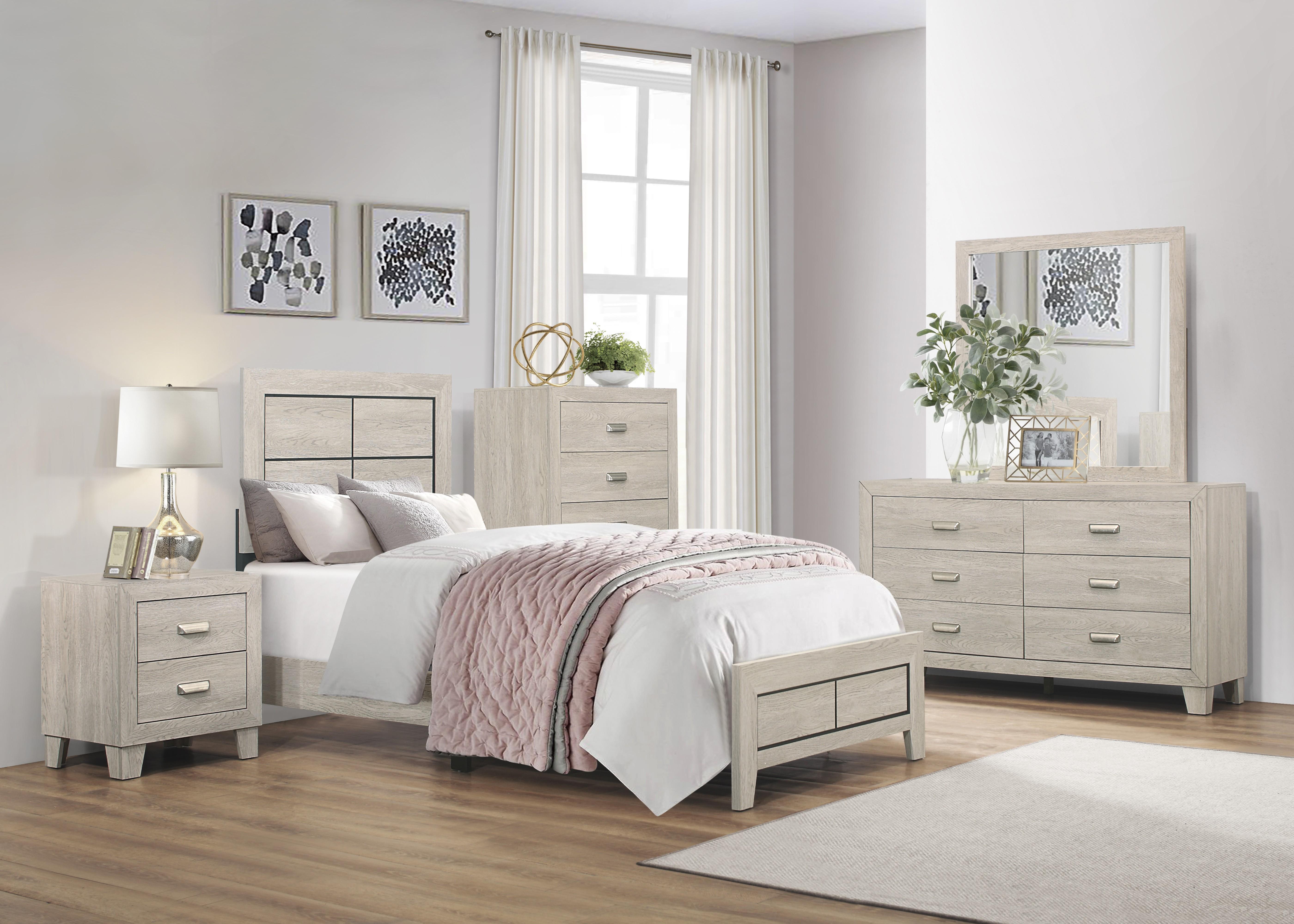 Modern Bedroom Set 1525T-1-5PC Quinby 1525T-1-5PC in Light Brown 