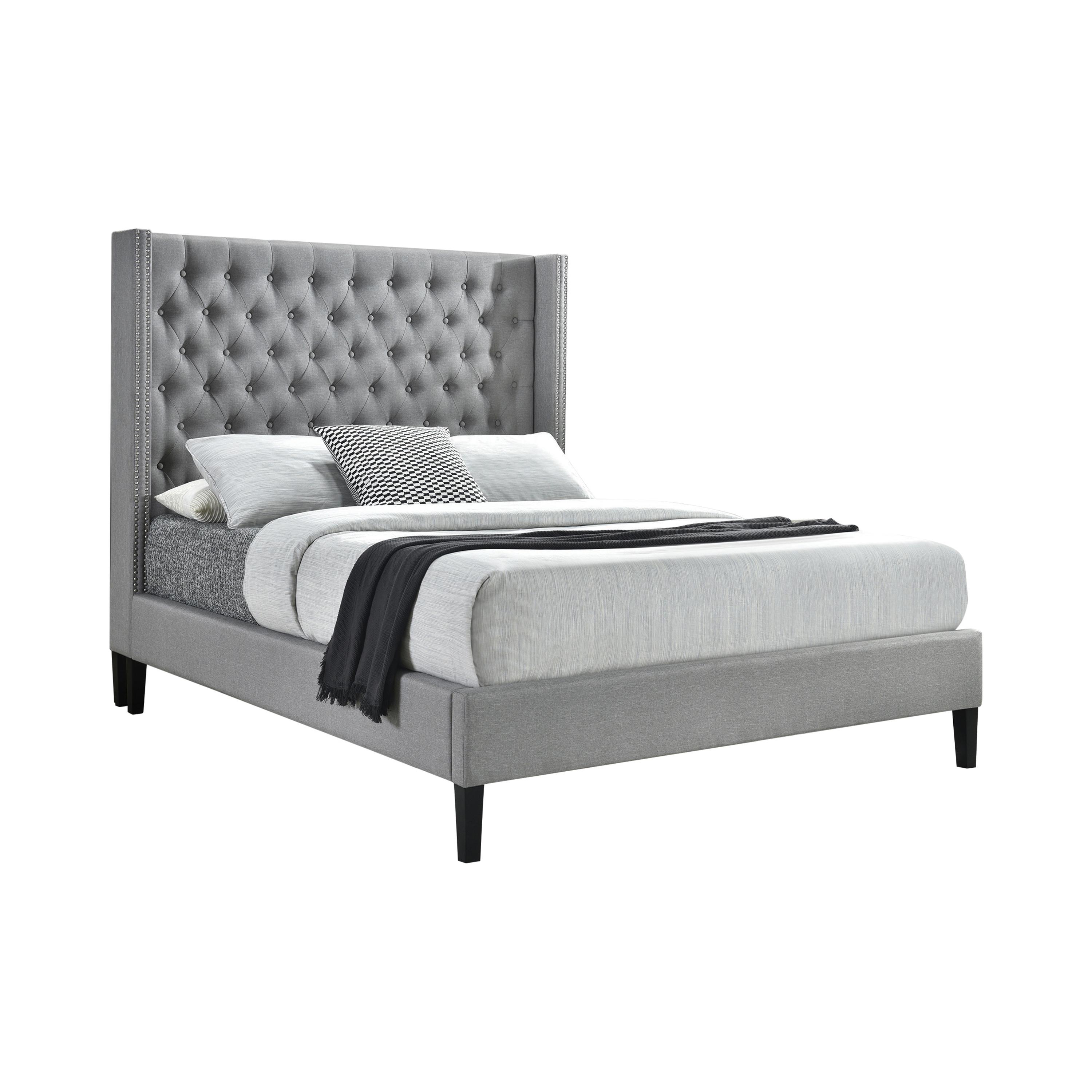 

    
Modern Light Gray Fabric & Asian Hardwood Queen Bed Coaster 305903Q Summerset
