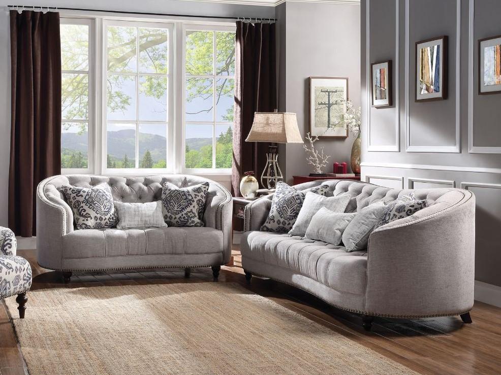 

                    
Acme Furniture Saira Sofa and Loveseat Set Light Gray Fabric Purchase 
