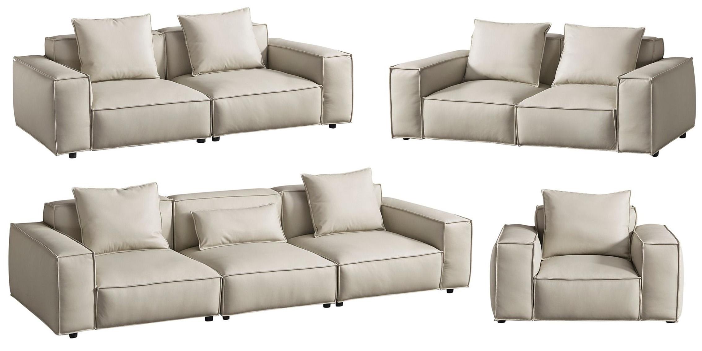 

    
Light Gray Top-Grain Italian Leather Sofa Set 4Pc EK8008-LG American Eagle Urban
