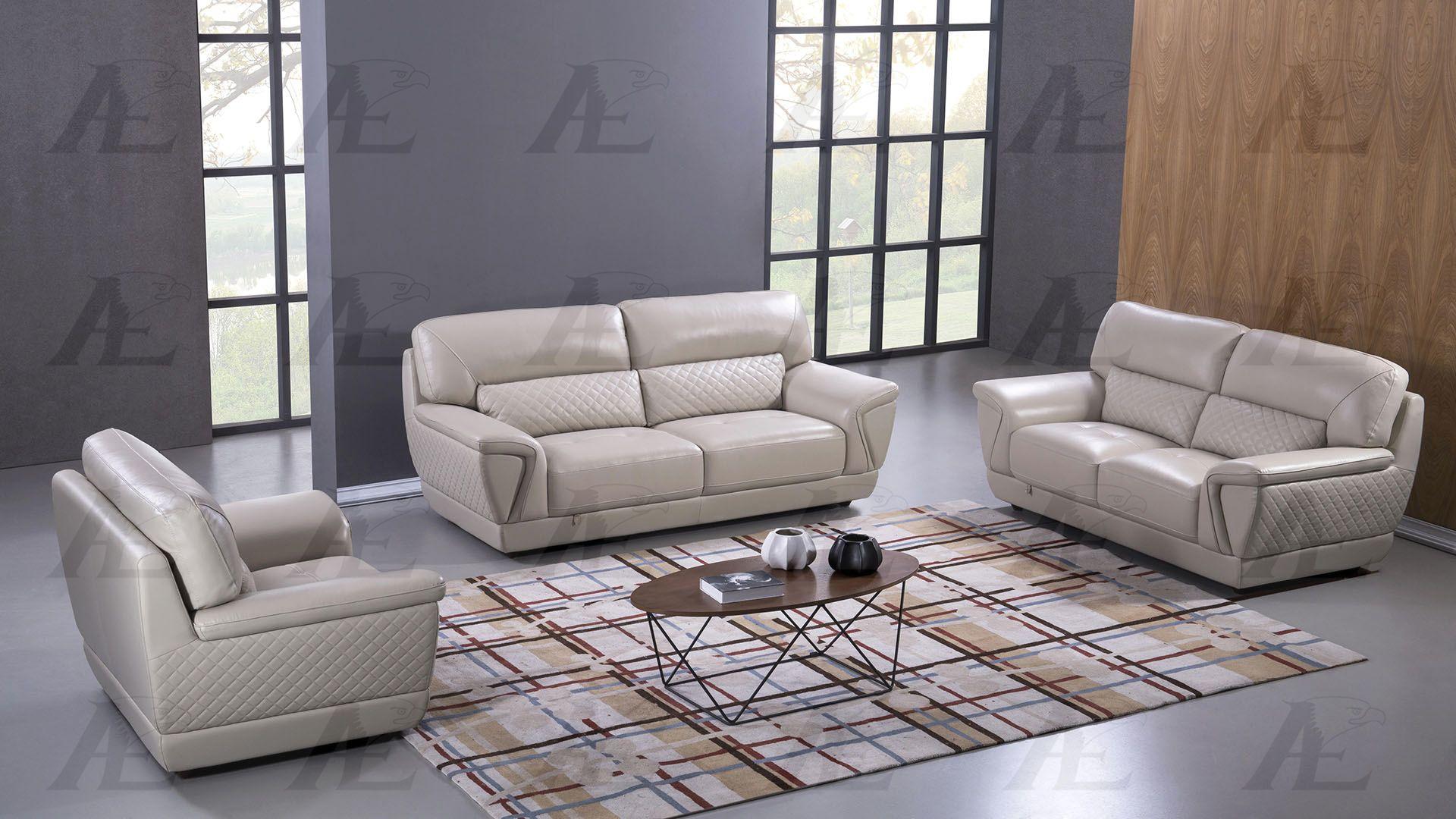 

    
 Shop  Light Gray Italian Leather Sofa Set 2 Pcs EK099-LG American Eagle Modern
