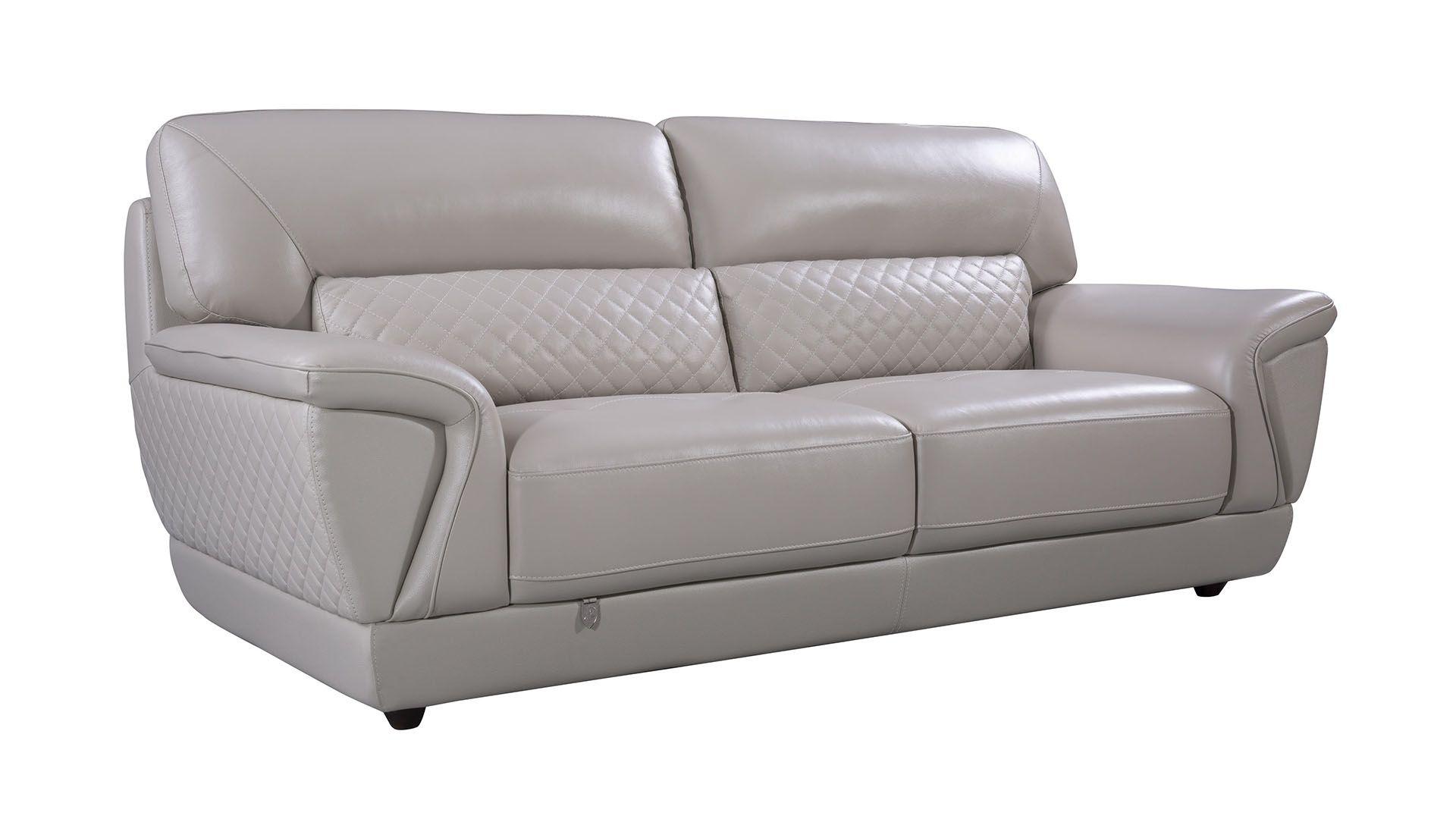 

    
Light Gray Italian Leather Sofa Set 2 Pcs EK099-LG American Eagle Modern
