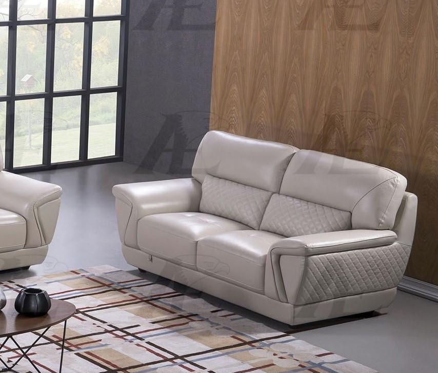

    
 Shop  Light Gray Italian Leather Sofa Set 3 Pcs EK099-LG American Eagle Modern
