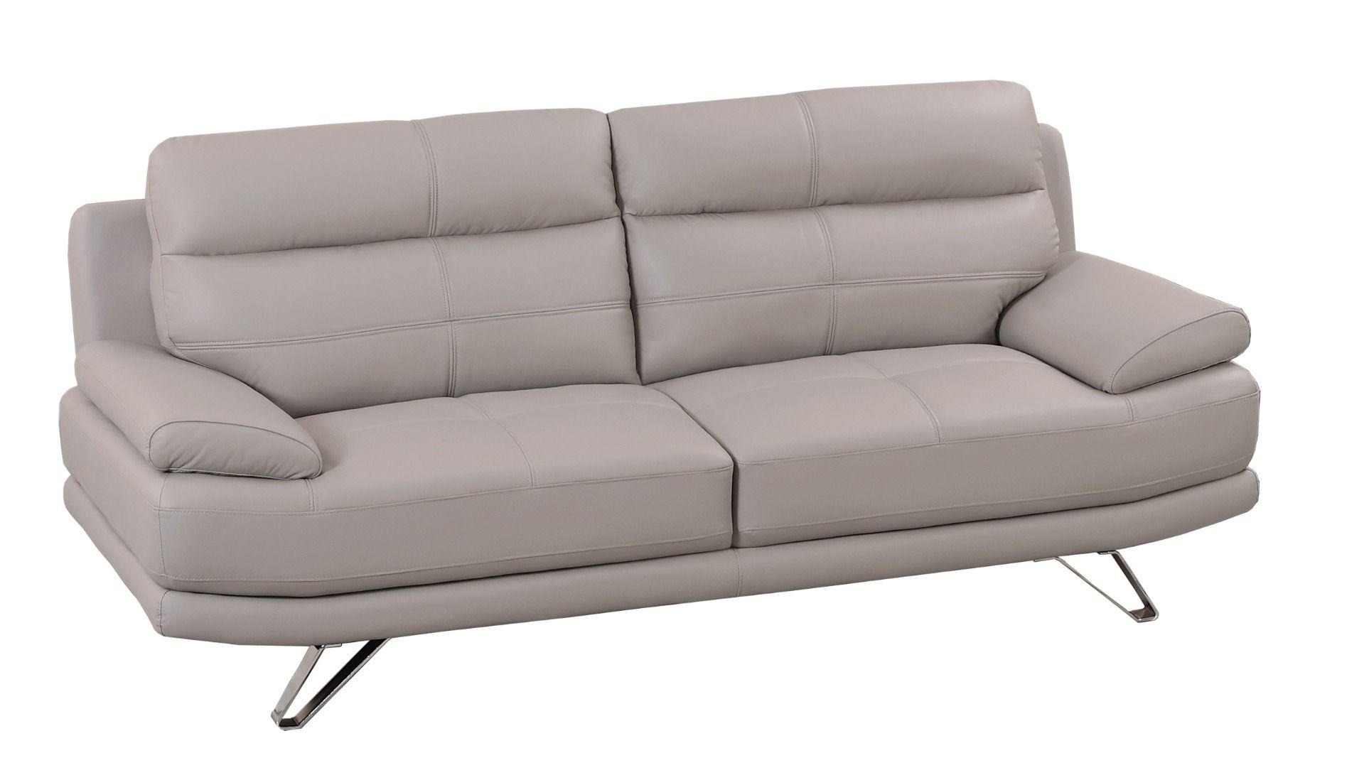 Modern Sofa EK530-LG EK530-LG-SF in Light Gray Leather