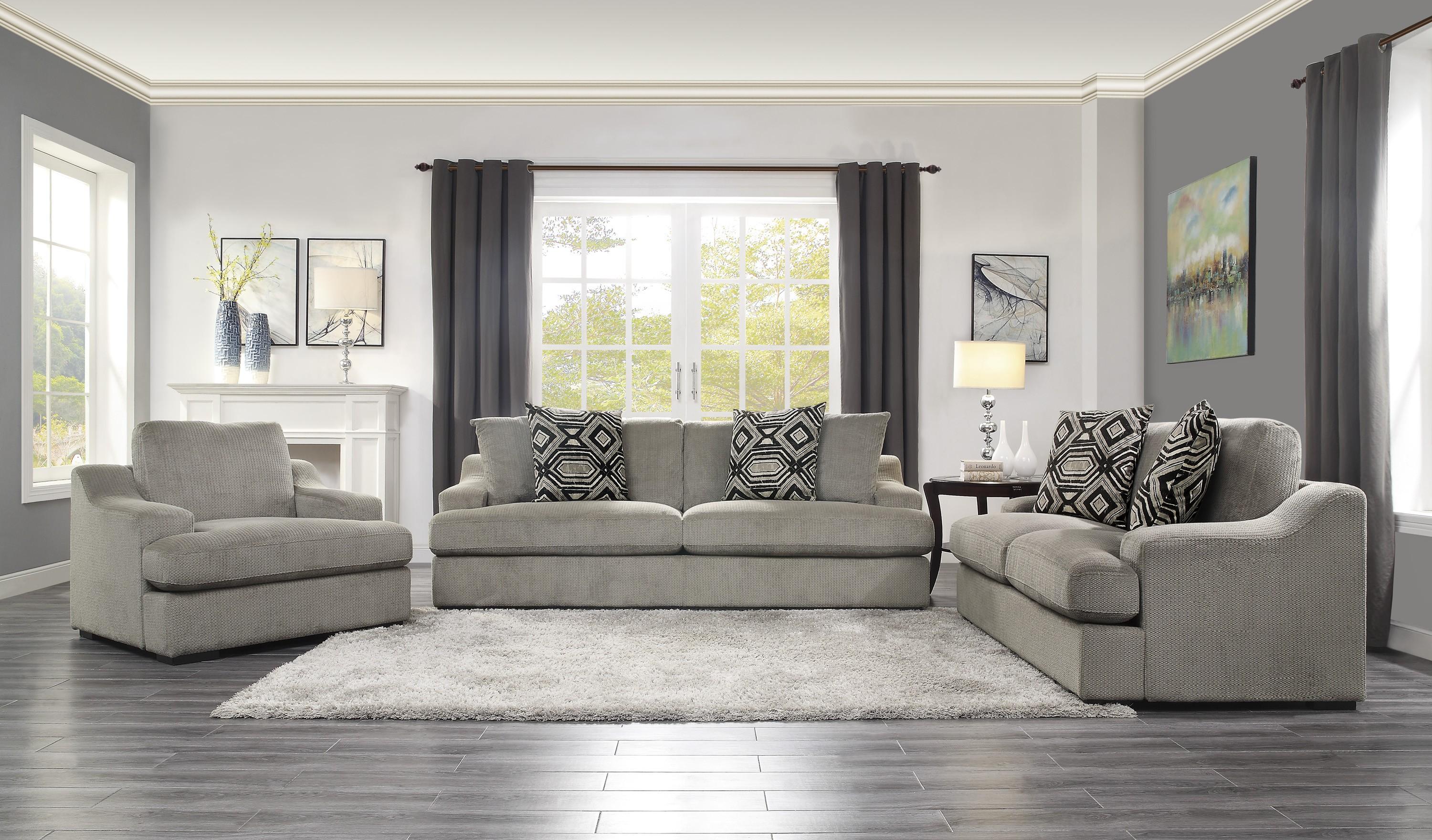 

    
Modern Light Gray Microfiber Living Room Set 3pcs Homelegance 9404GY Orofino
