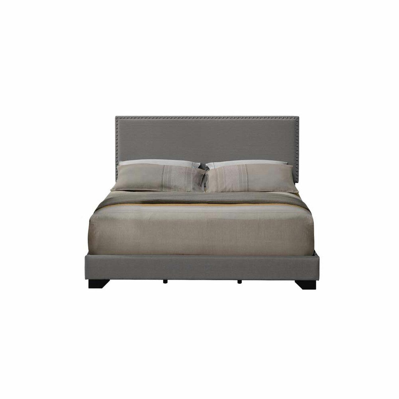 Modern Queen Bed Leandros 27430Q in Light Gray Fabric