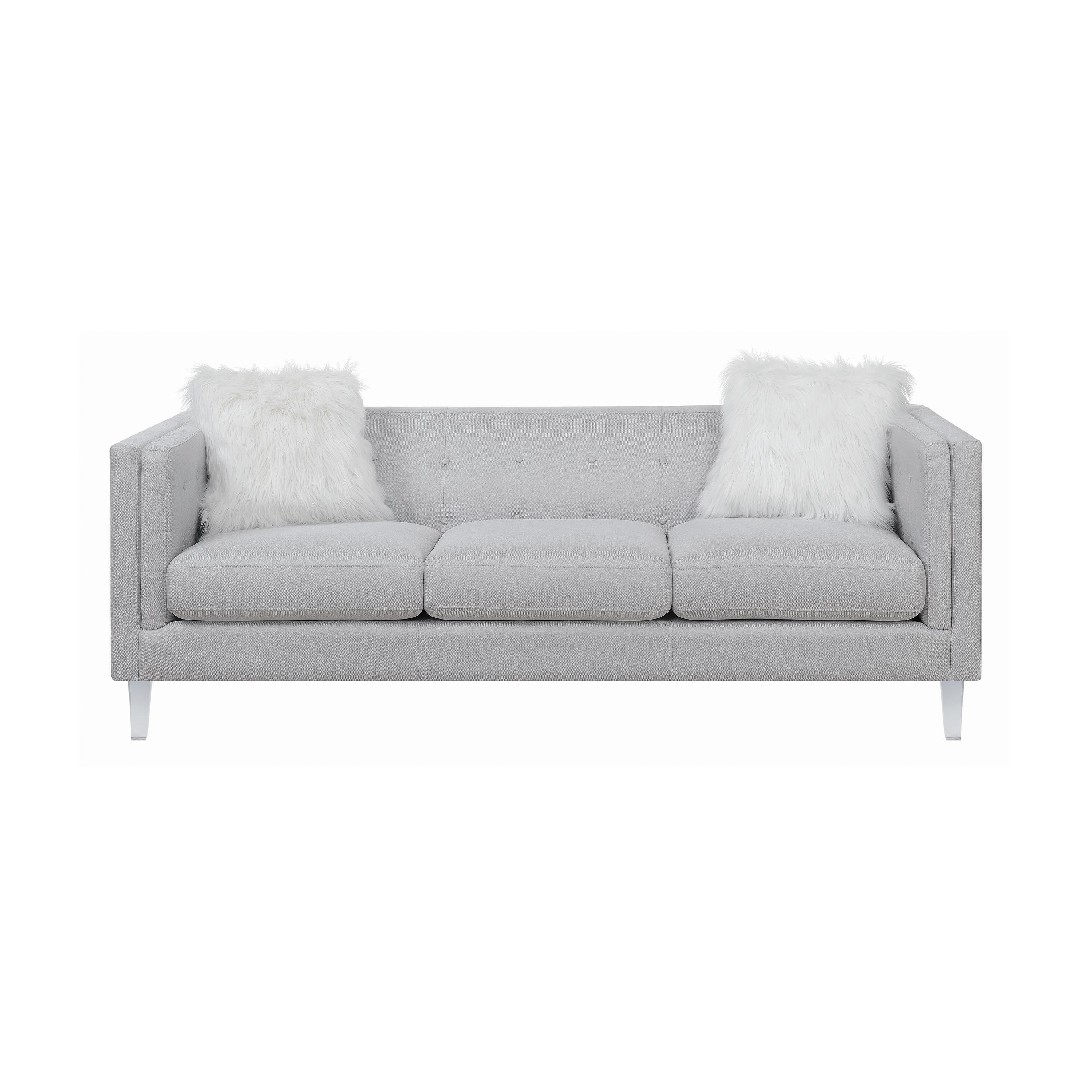 

    
Modern Light Gray Shimmery Woven Living Room Set 2pcs Coaster 508881-S2 Glacier
