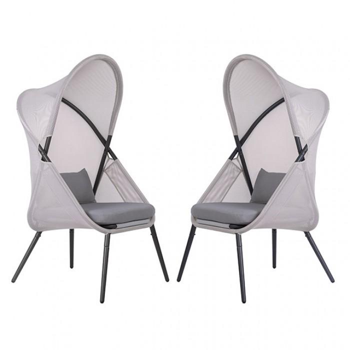Modern Outdoor Chair Set Alverta Outdoor Chair Set 2PCS GM-1014LG-2PK GM-1014LG-2PK in Light Gray Polyester
