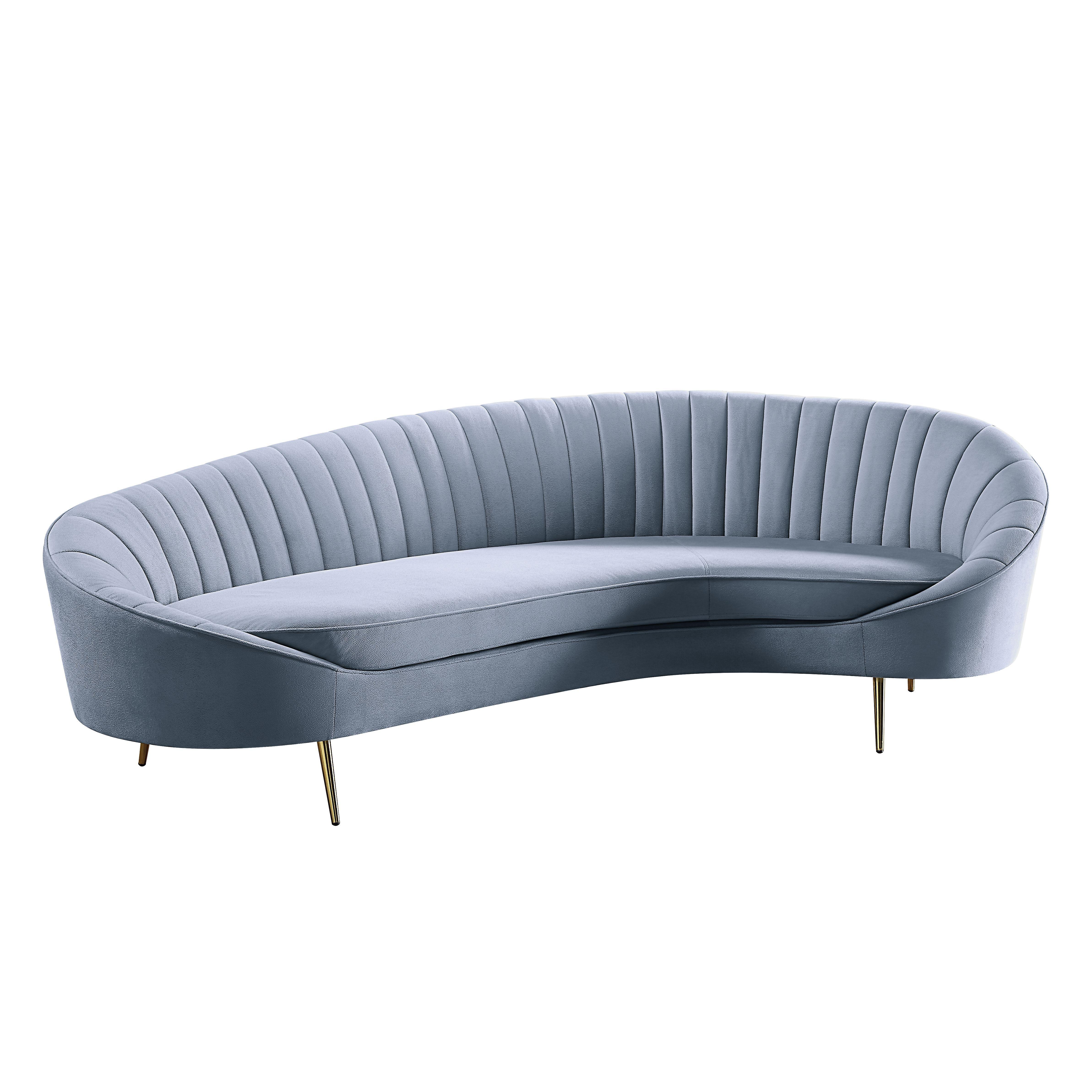 Modern Sofa Ballard LV00204 in Light Grey Velvet