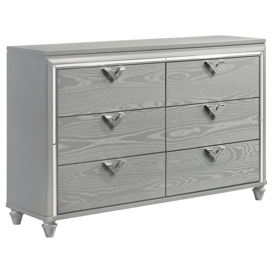 

    
Modern Light Silver Wood Dresser With Mirror 2PCS Coaster Veronica 224723
