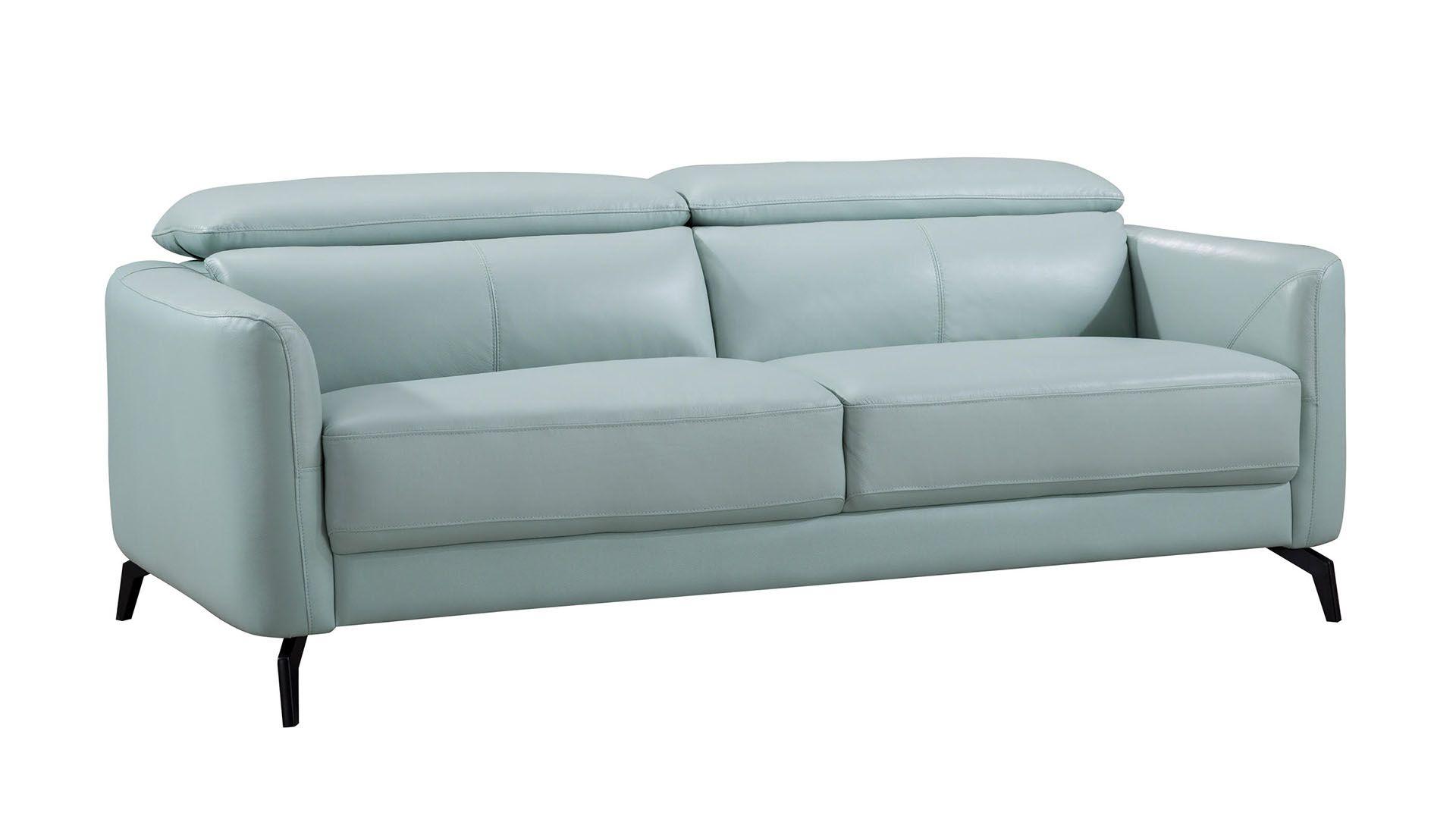 

    
Light Teal Genuine Leather Sofa Set 3Pcs EK155-LGN American Eagle Modern
