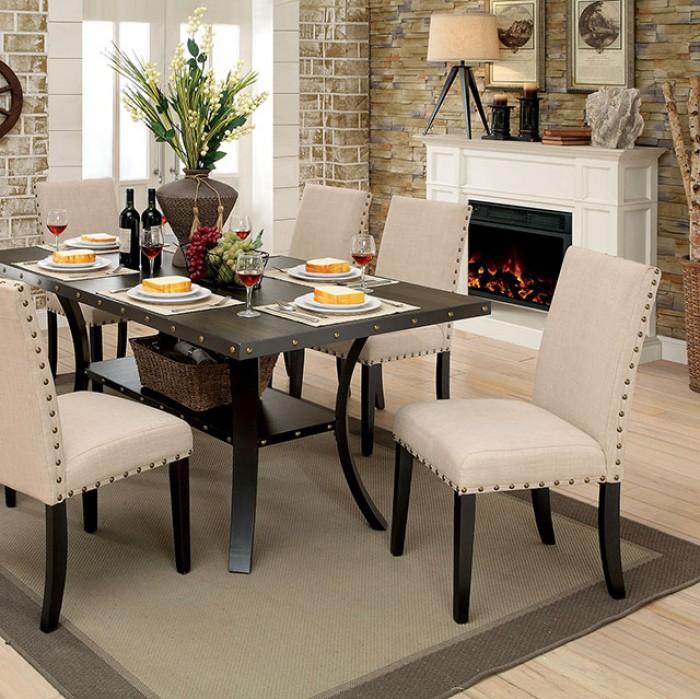 Modern Dining Table Set CM3323T-Set-5 Kaitlin CM3323T-5PC in Light Walnut Fabric