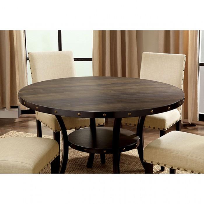 

    
Modern Light Walnut & Beige Solid Wood Round Dining Set 5pcs Furniture of America Kaitlin

