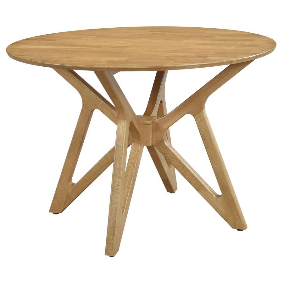 

    
Modern Light Walnut Wood Round Dining Table Coaster Elowen 108440
