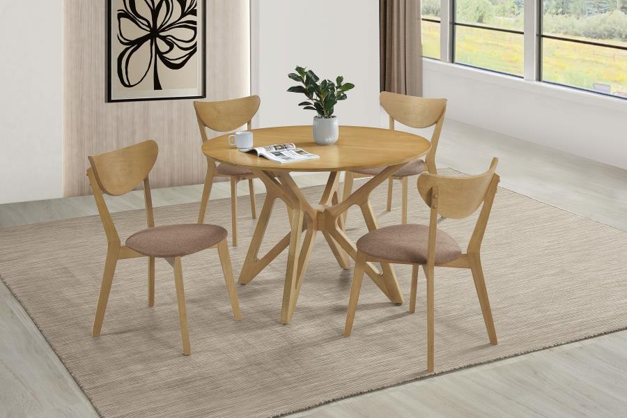 

    
108440-T Modern Light Walnut Wood Round Dining Table Coaster Elowen 108440
