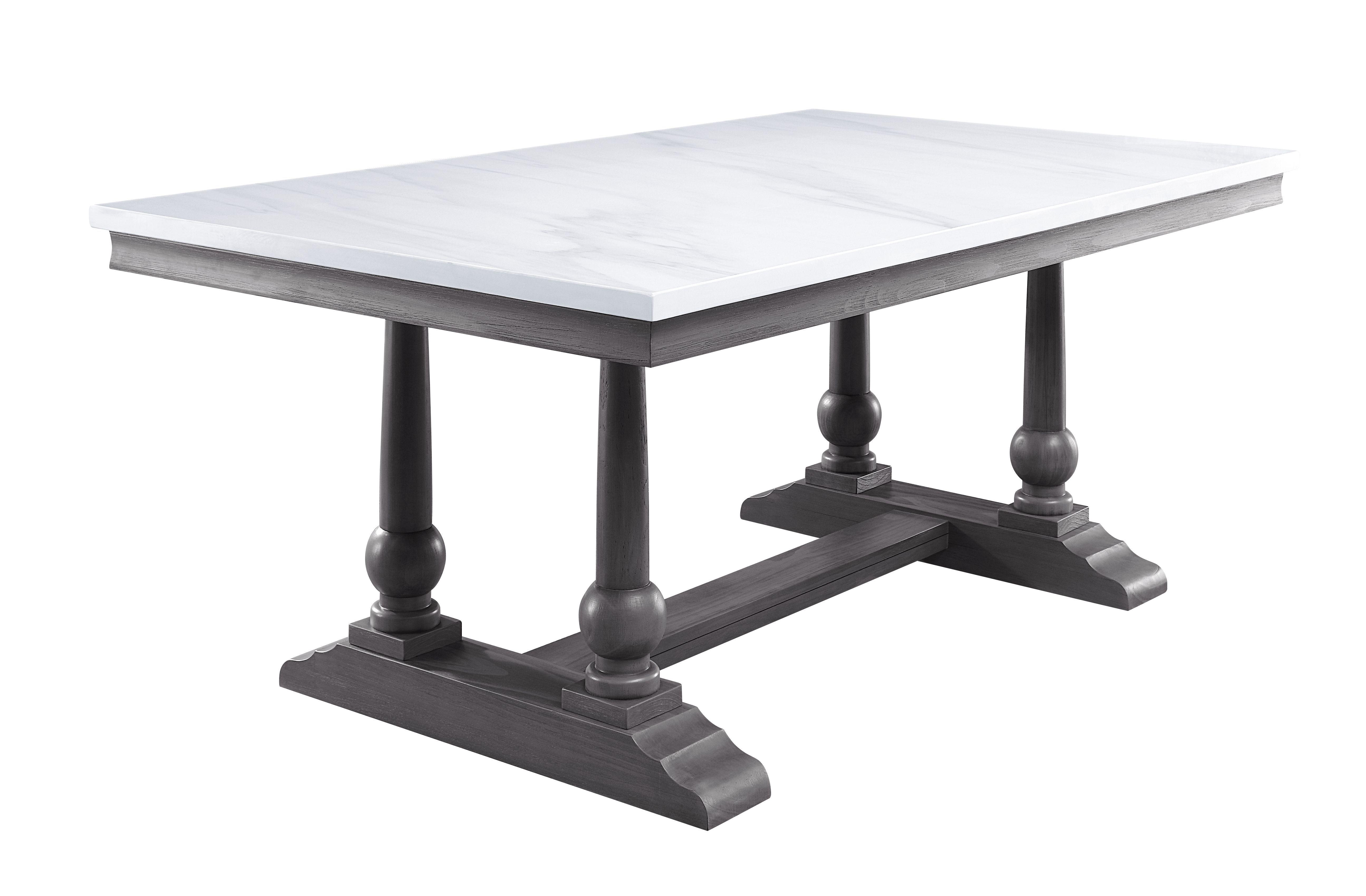 

    
Modern Marble Top & Gray Oak Dining Table by Acme Yabeina 73265

