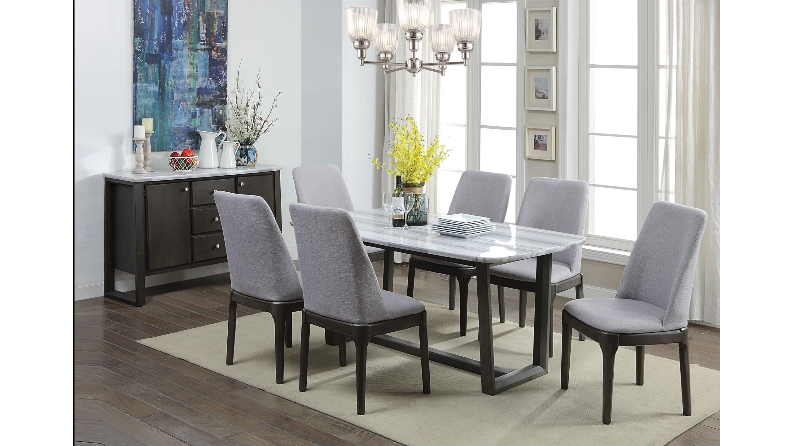 

    
Modern Marble Top & Weathered Gray 10pcs Dining Table Set by Acme Madan DN00059-10pcs
