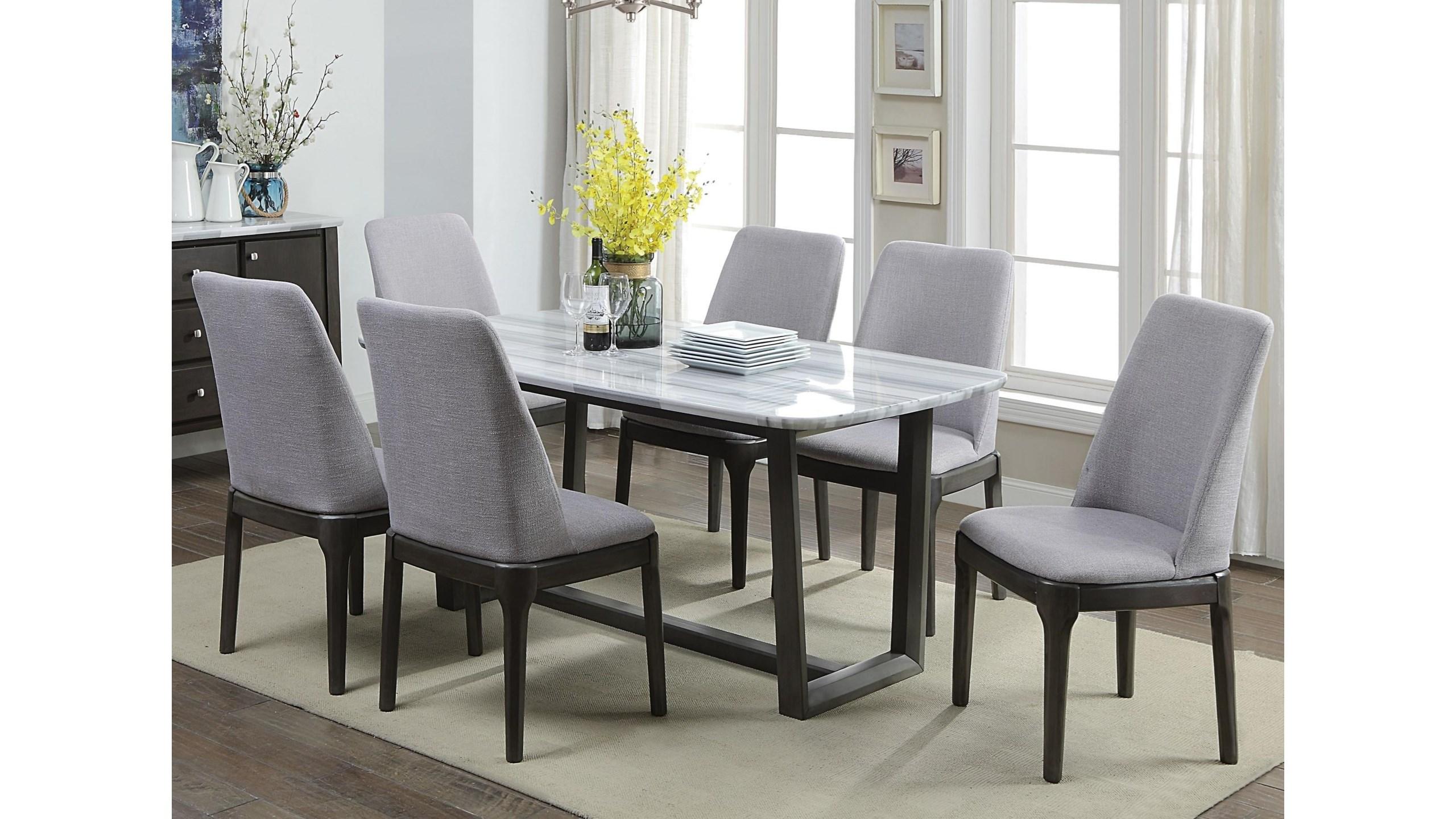 

    
Modern Marble Top & Weathered Gray 5pcs Dining Table Set by Acme Madan DN00059-5pcs
