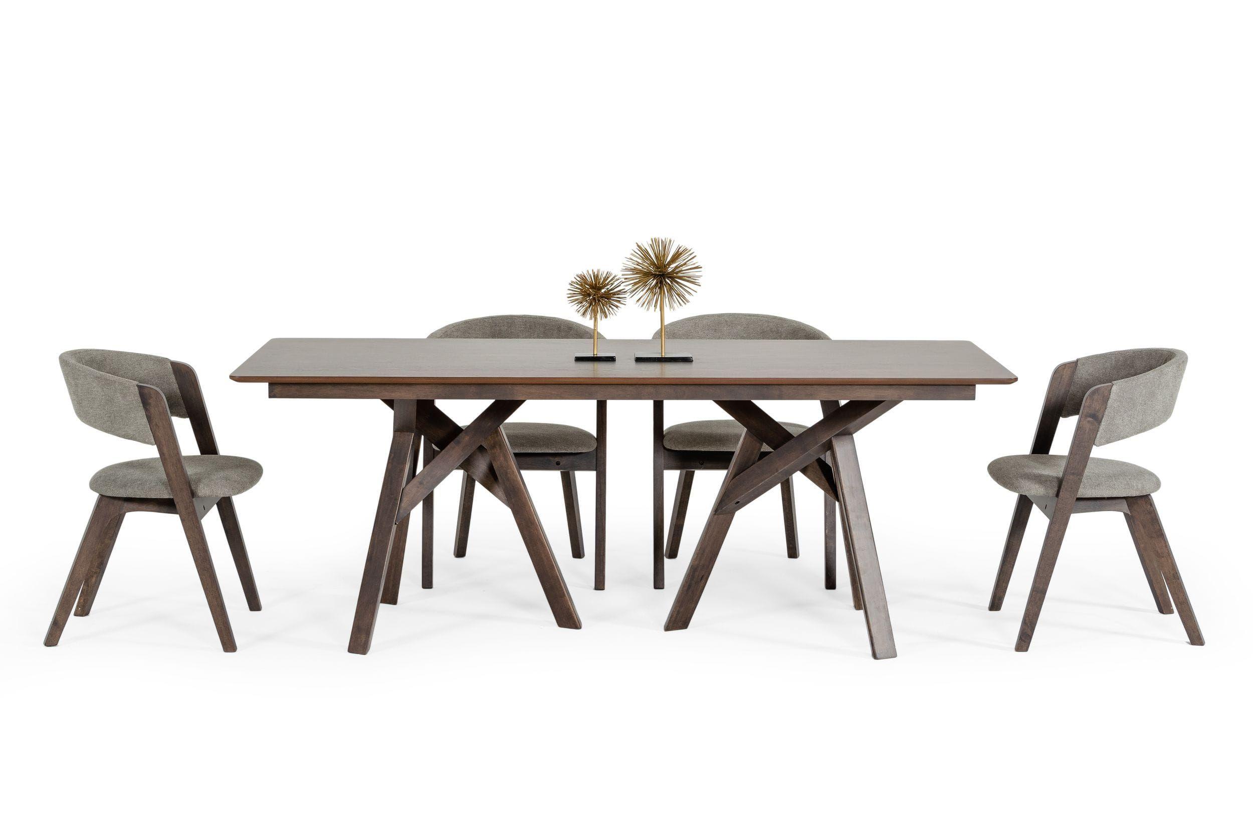Contemporary, Modern Dining Room Set Grover VGMA-MIT-5222-5pcs in Dark Brown, Gray Fabric