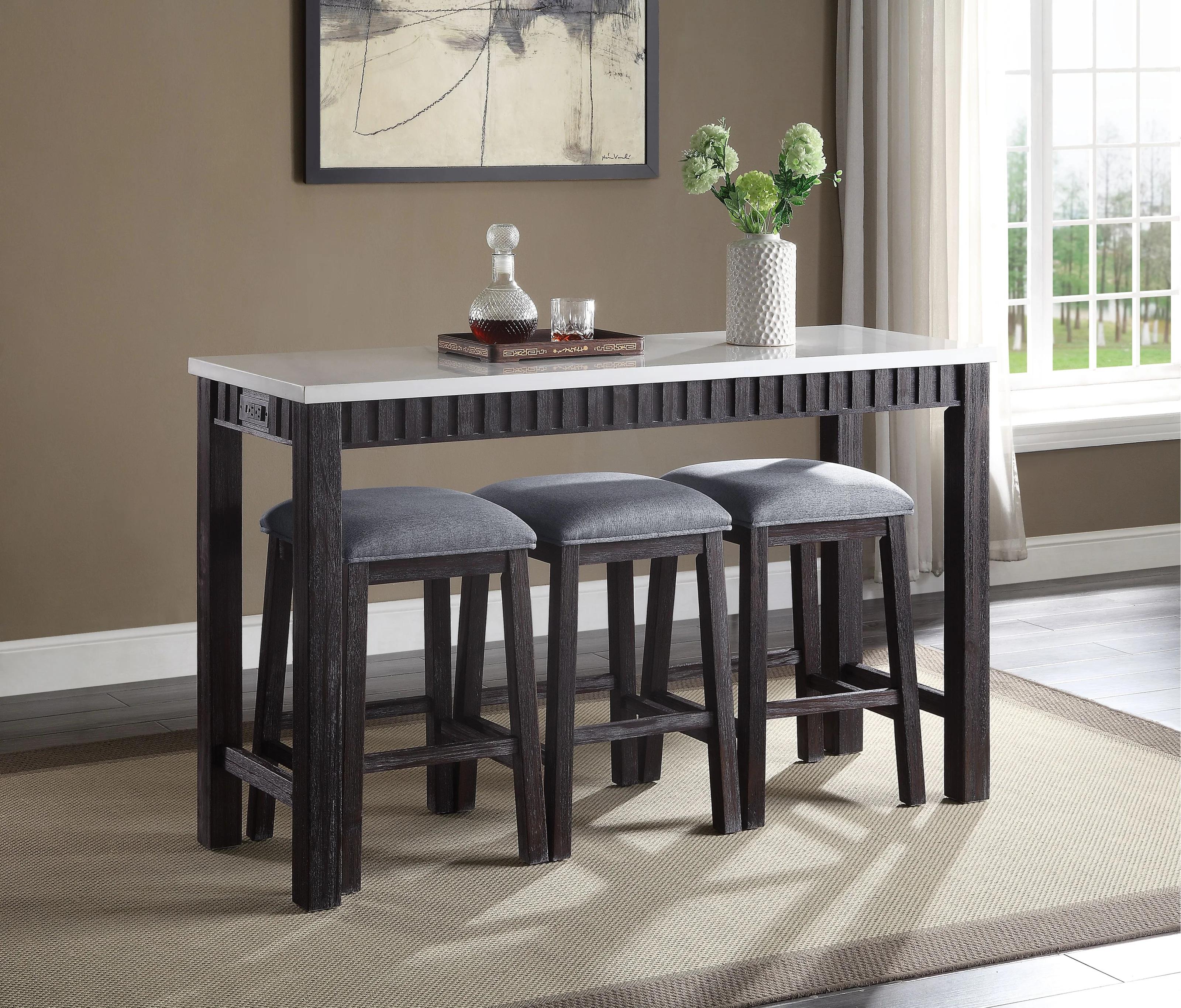 

    
Modern Marble & Weathered Espresso Counter Dining Set Table & Chairs Acme Necalli 72930
