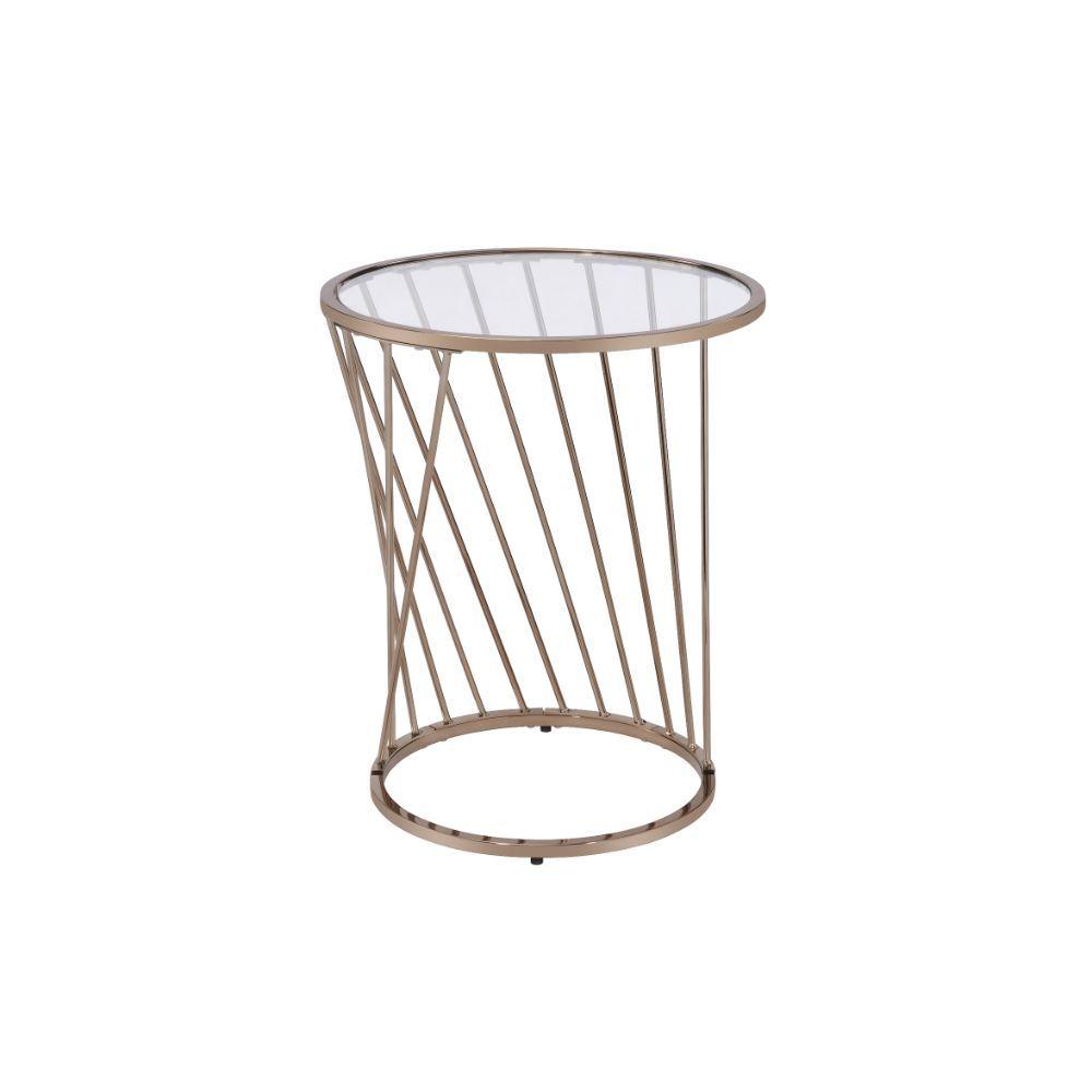 

    
Modern Metal Champagne End Table by Acme Bluelipe 82992
