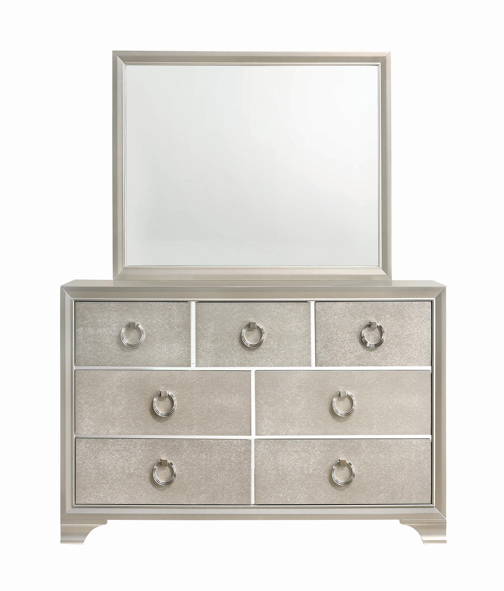 Modern Dresser w/Mirror 222723-2PC Salford 222723-2PC in Silver 