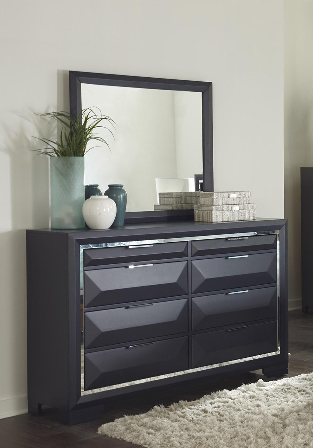 Modern Dresser w/Mirror 1553-5*6-2PC Rosemont 1553-5*6-2PC in Blue 