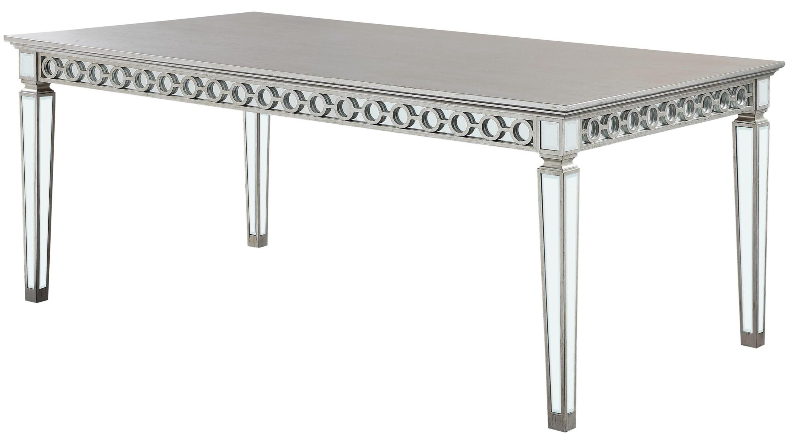

    
Modern Mirrored & Antique Platinum Dining Table by Acme Varian 66160
