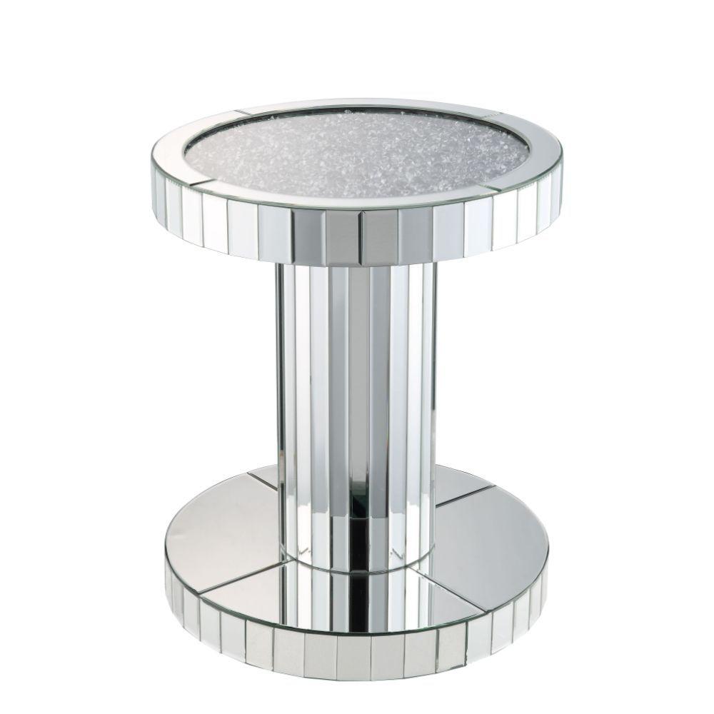 

    
Modern Mirrored End Table by Acme Ornat 80302
