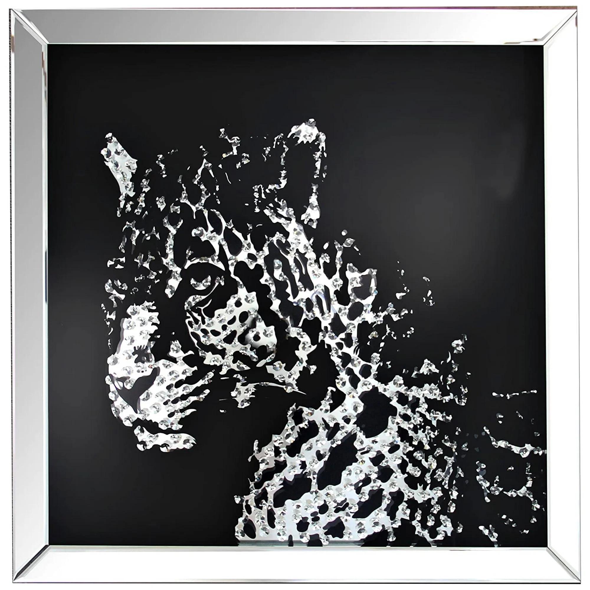

    
Modern Mirrored & Faux Crystal Leopard Wall Art by Acme Nevina 97316
