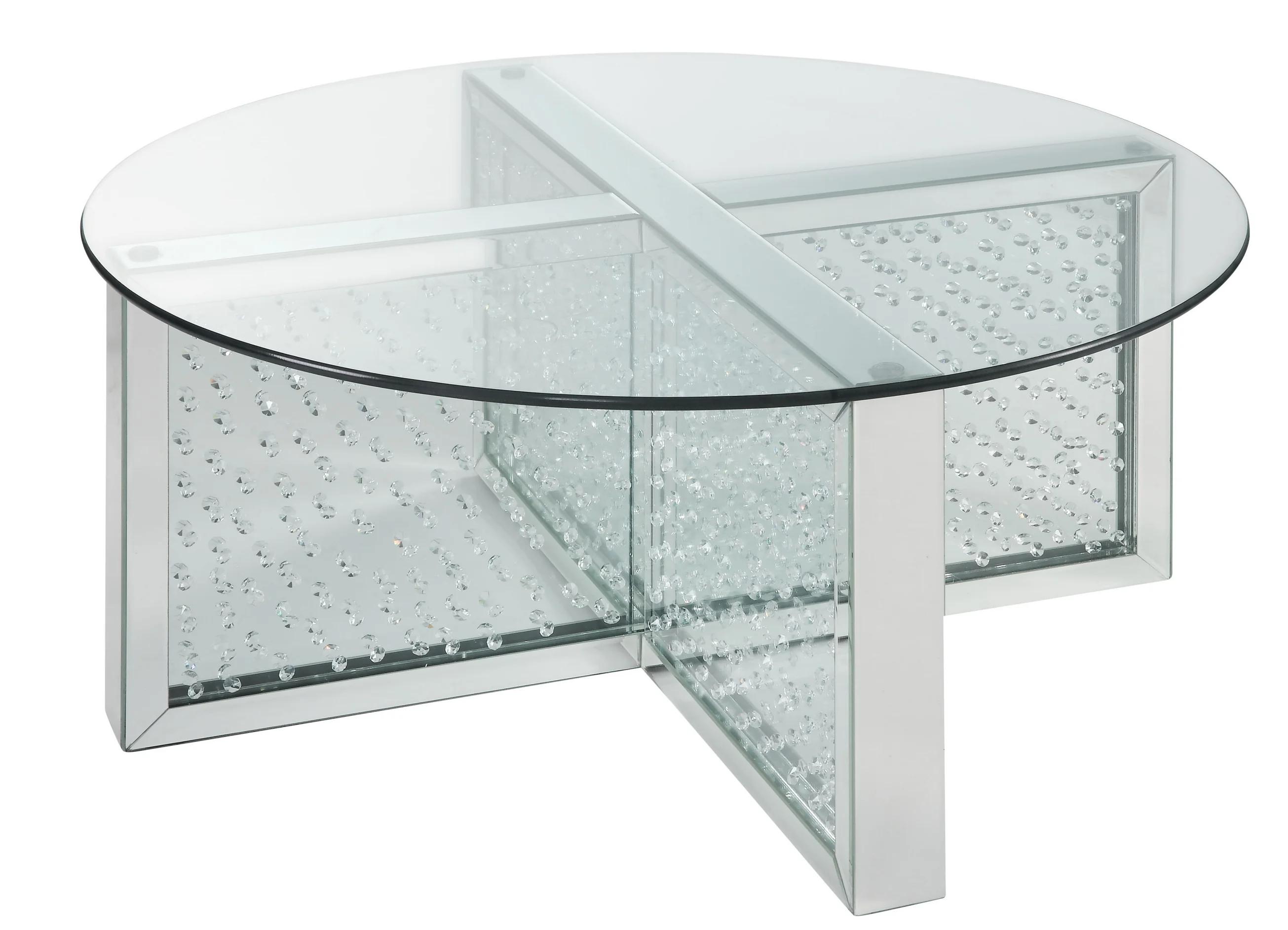 

    
Modern Mirrored & Faux Crystals Coffee Table + 2 End Tables by Acme Nysa 80215-3pcs
