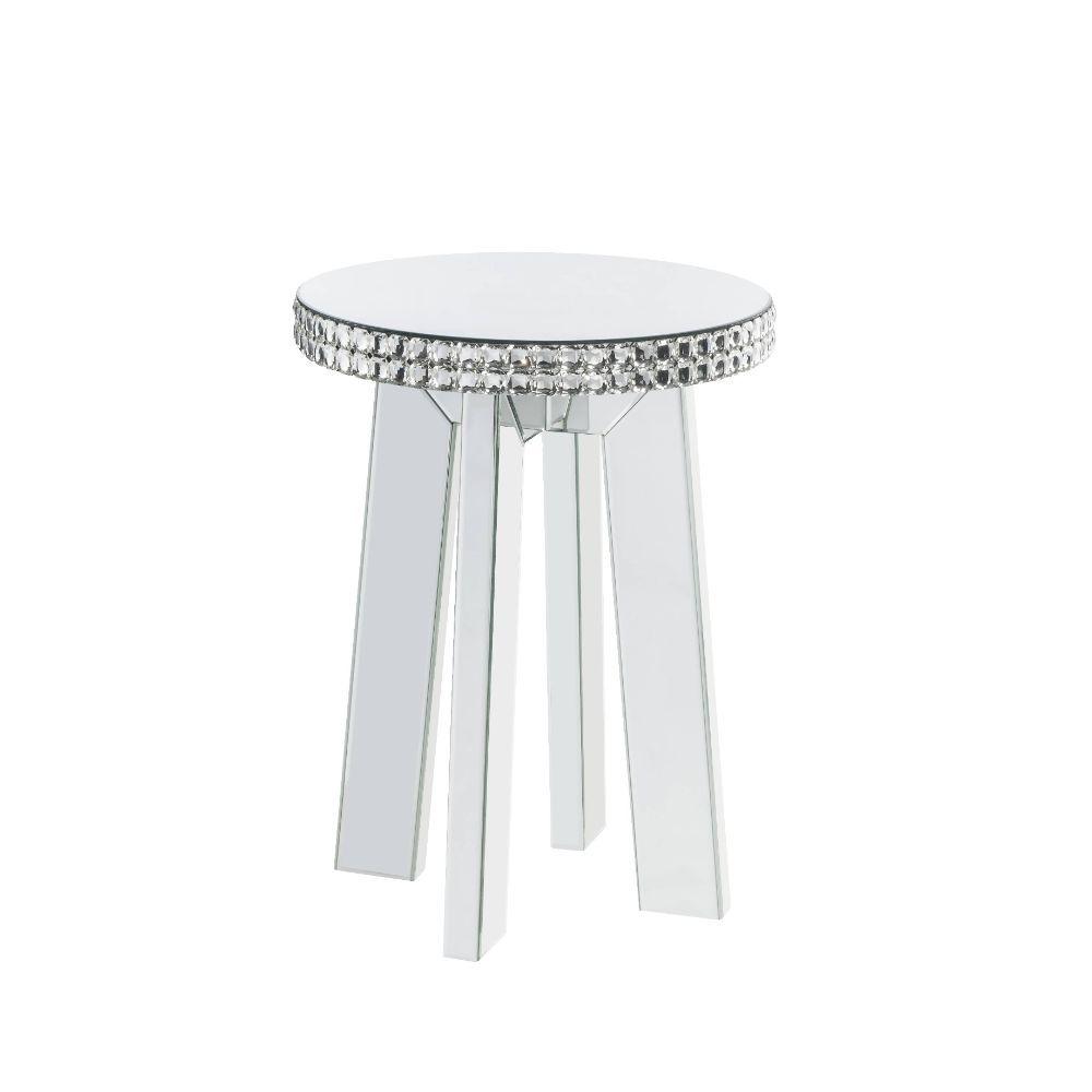 Modern End Table Lotus 88012 in Mirrored 
