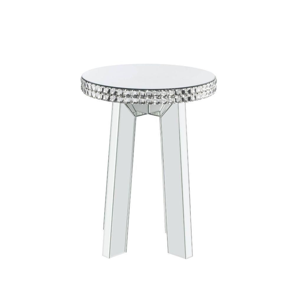 

    
Modern Mirrored & Faux Crystals End Table  Acme Lotus 88012
