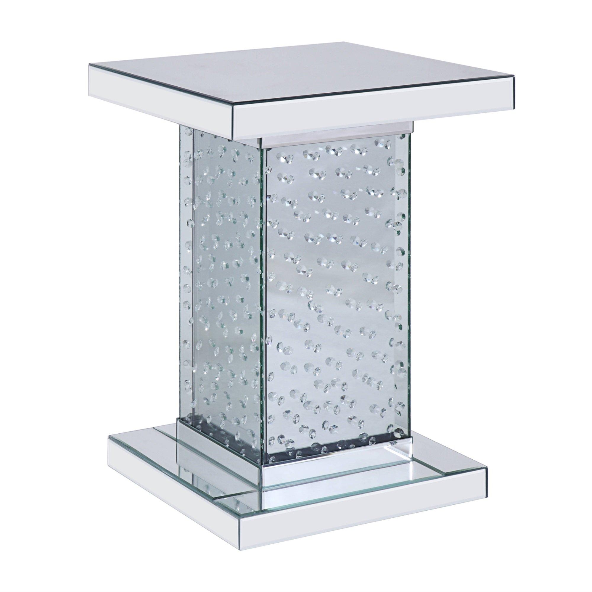 

    
Modern Mirrored & Faux Crystals End Table by Acme Nysa 81412
