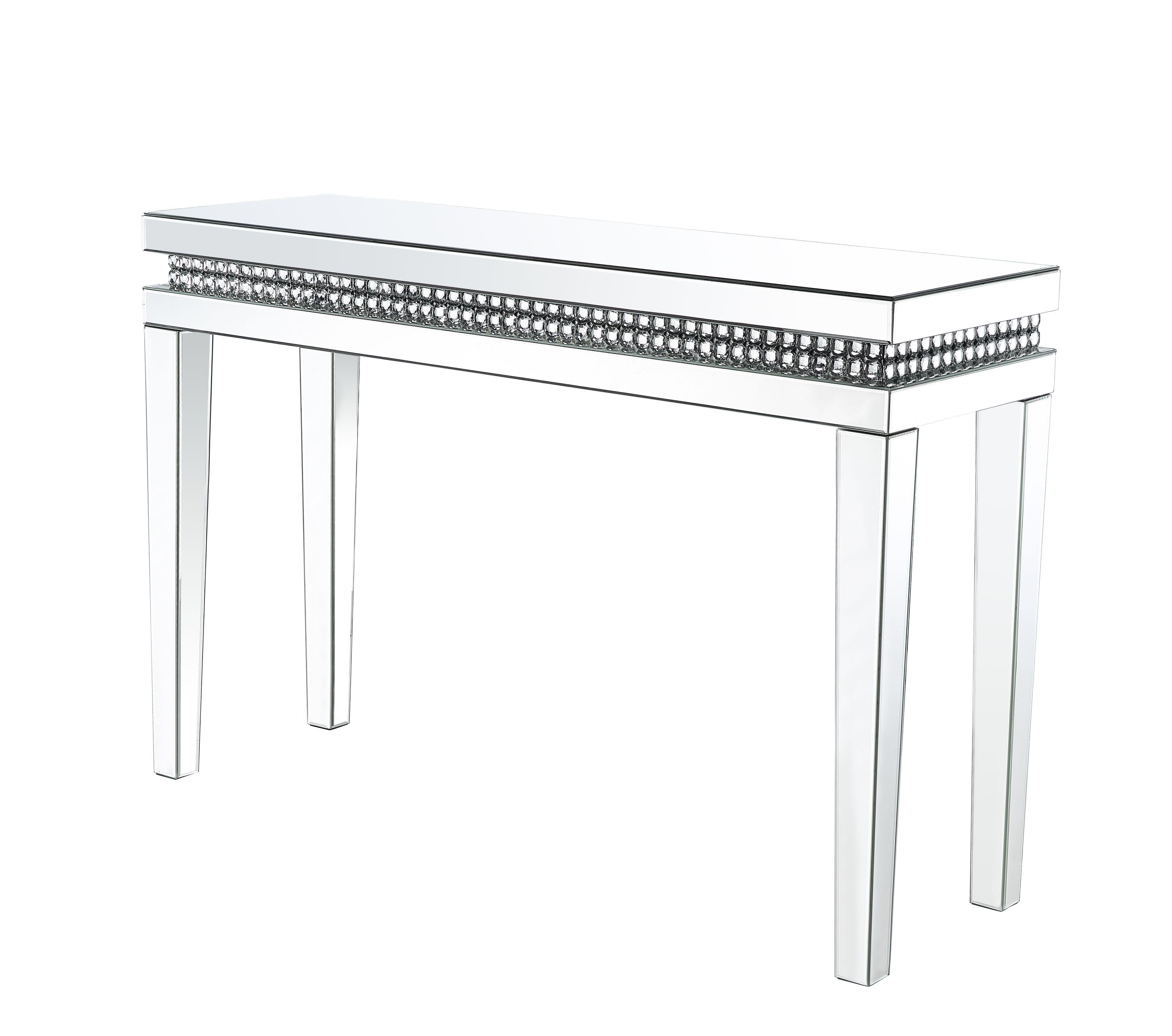 

    
Modern Mirrored & Faux Crystals Inlay Sofa Table by Acme Lotus 88053
