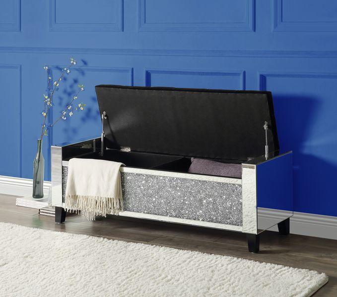 

    
Modern Mirrored & Faux Diamonds Bench by Acme Noralie AC00534
