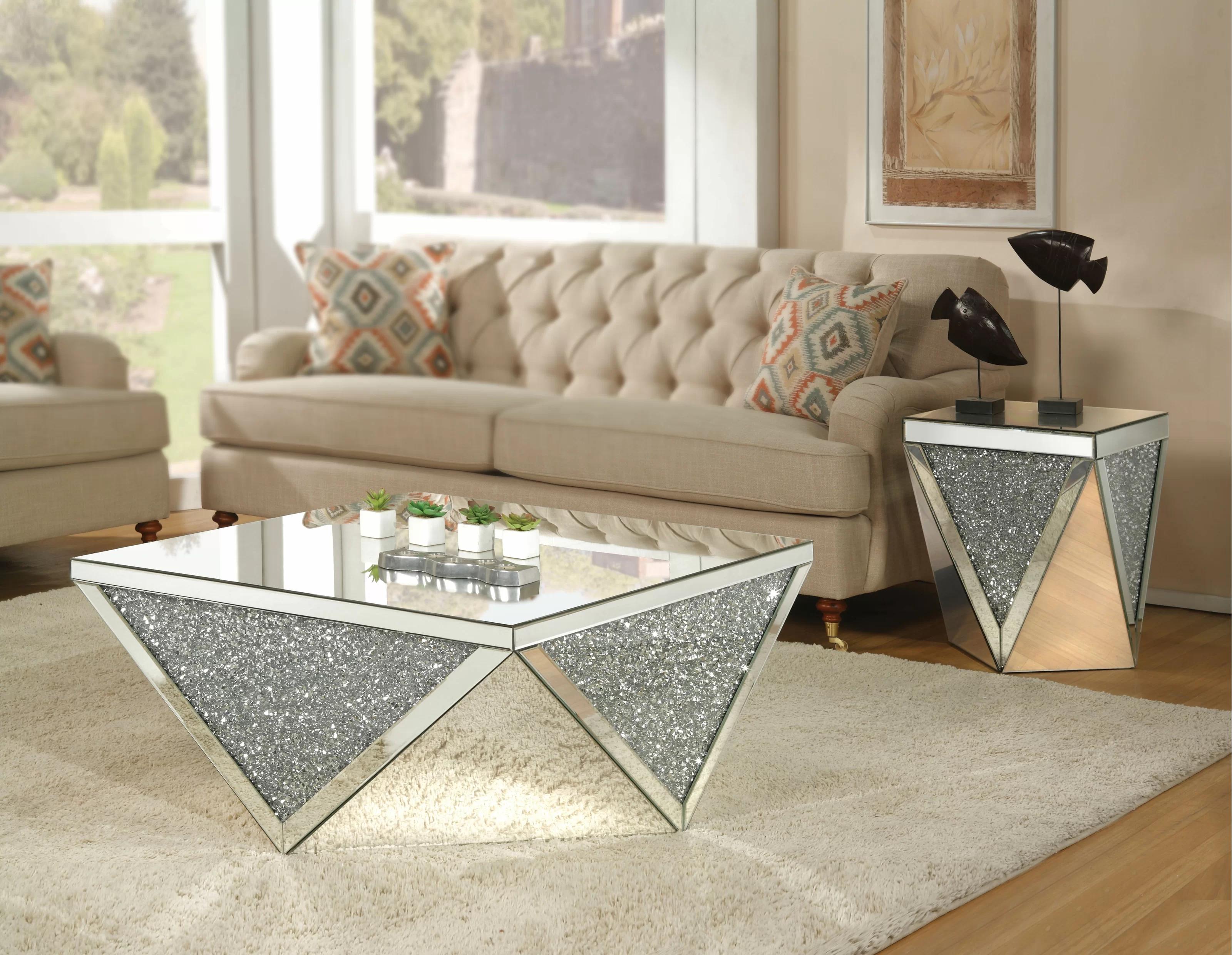 

    
Modern Mirrored & Faux Diamonds Coffee Table + 2 End Tables by Acme Noralie 82770-3pcs
