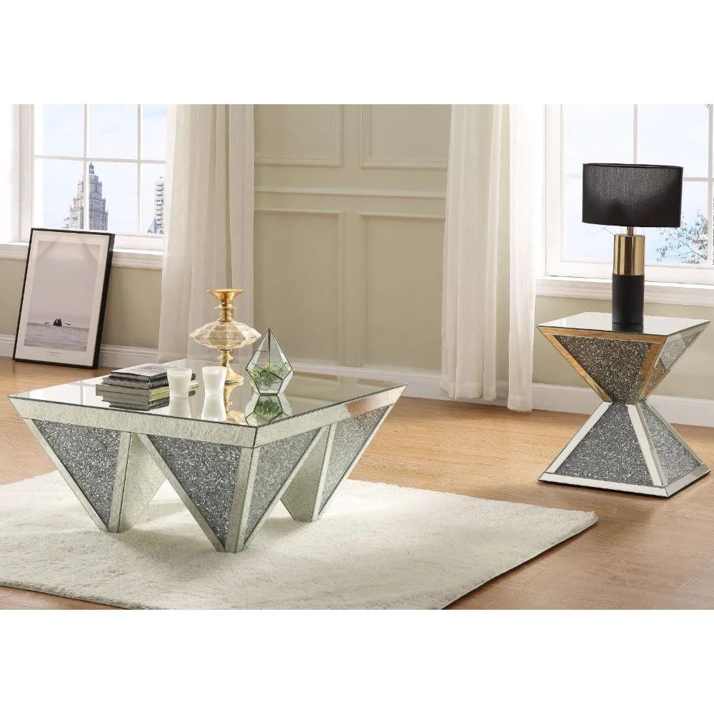 

    
Modern Mirrored & Faux Diamonds Coffee Table + 2 End Tables by Acme Noralie 84900-3pcs
