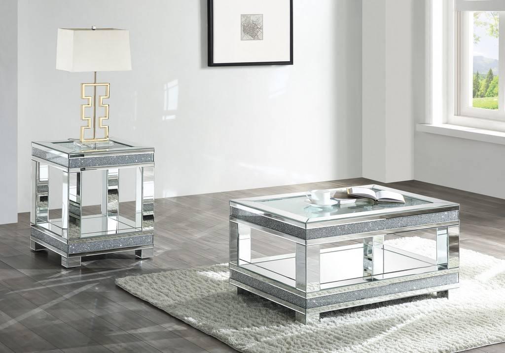 Modern Coffee Table and 2 End Tables Noralie 88020-3pcs in Mirrored 